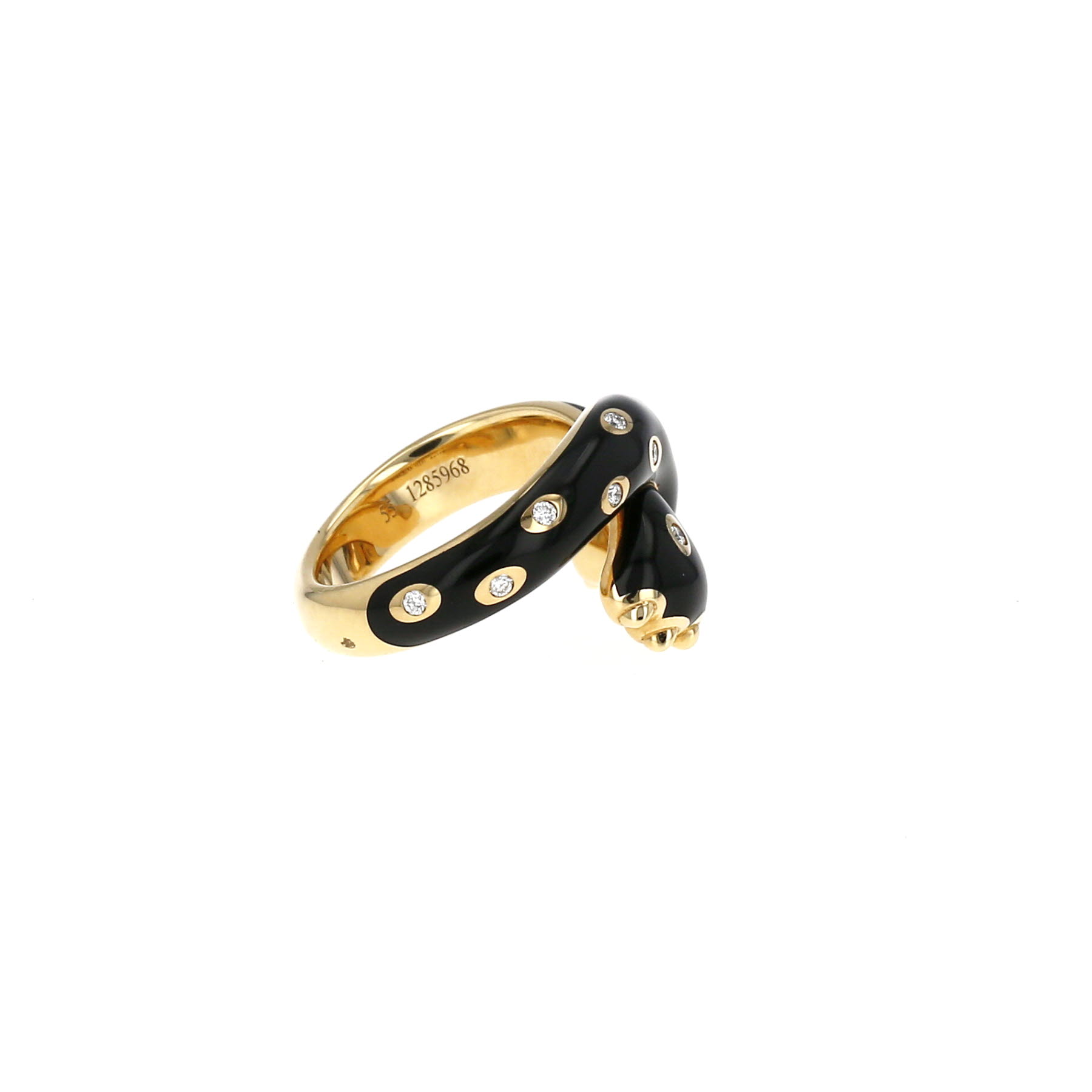 Anello Fred Ombre Féline in oro giallo, smalto nero e diamanti