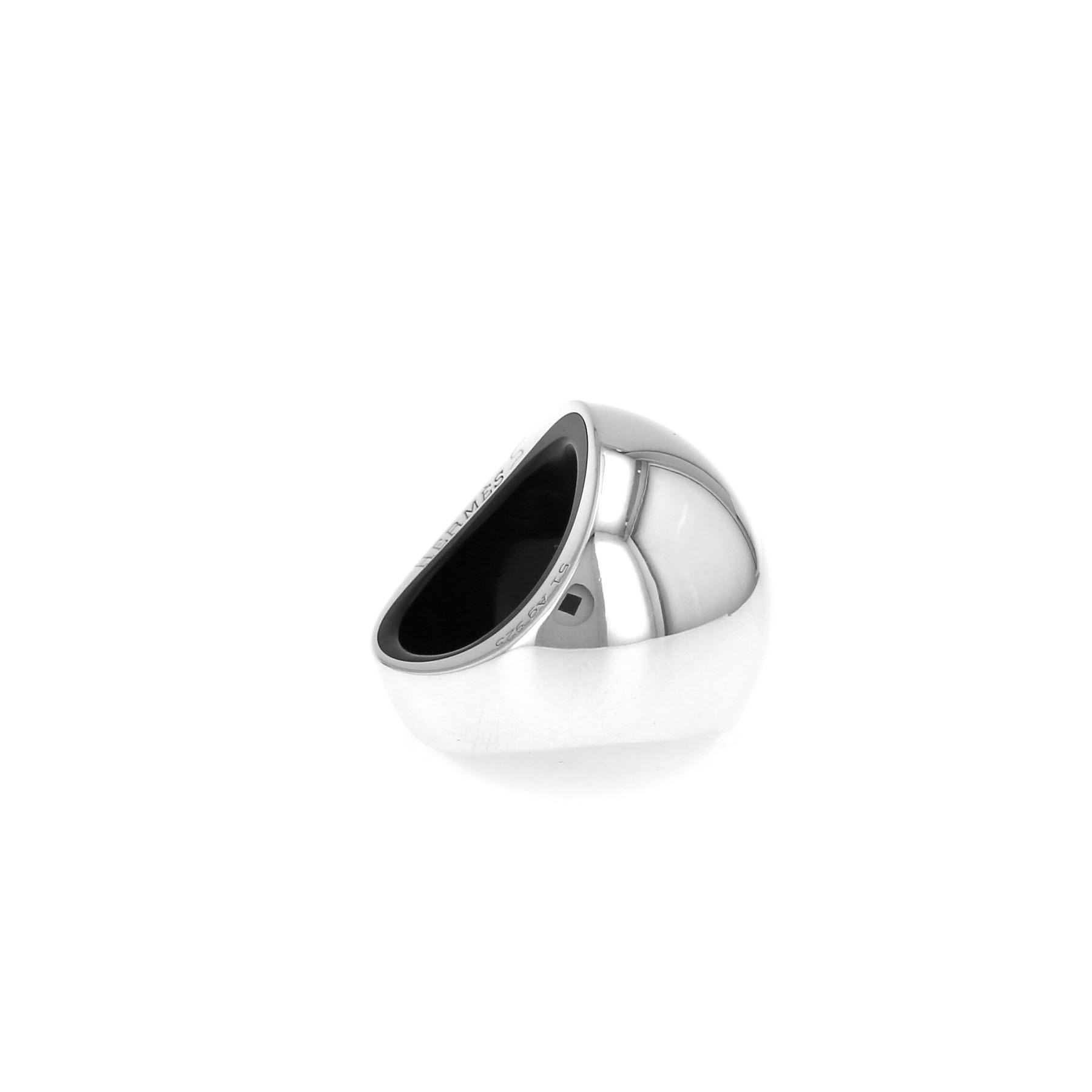Sortija en forma de bola Hermès Quark de plata y resina