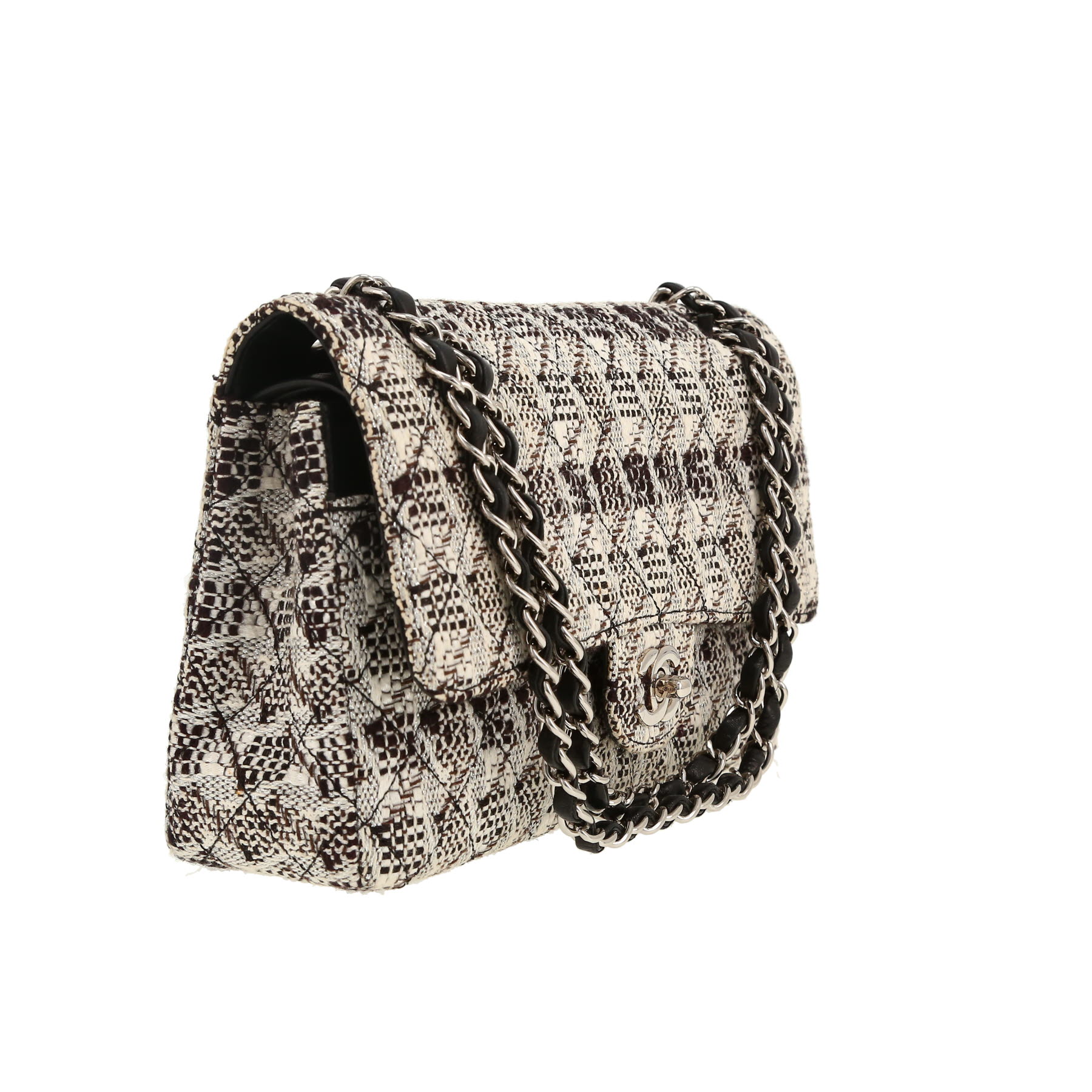 Sac à main Chanel  Timeless Classic en tweed noir et blanc