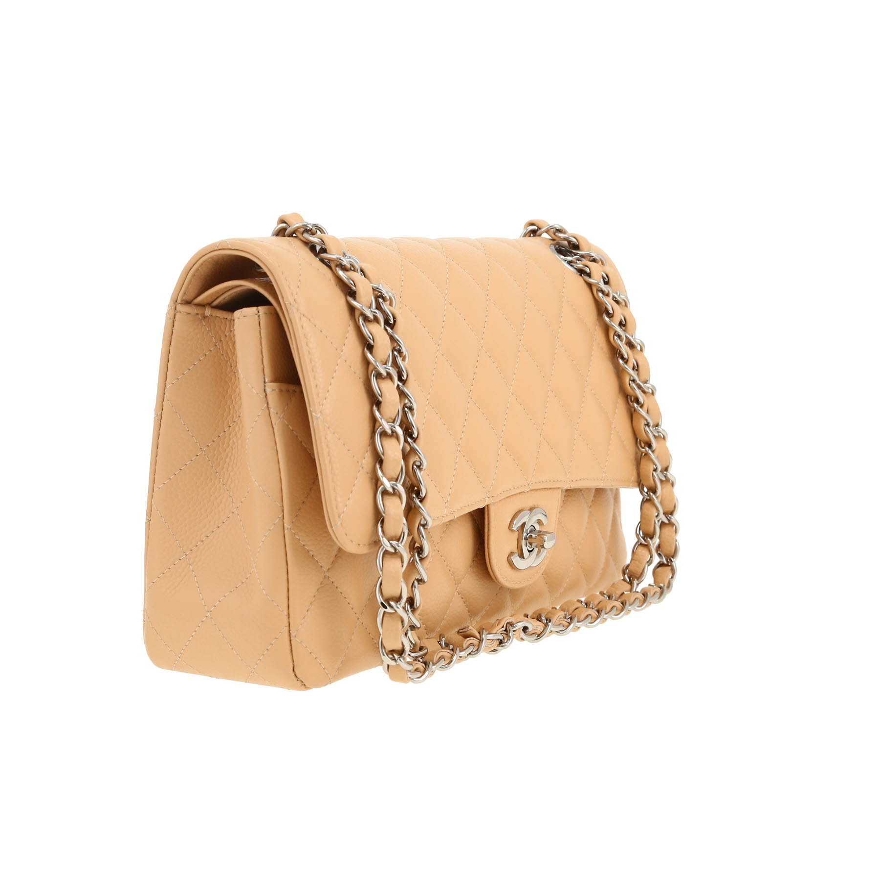 Chanel  Timeless Classic handbag  in beige quilted grained leather