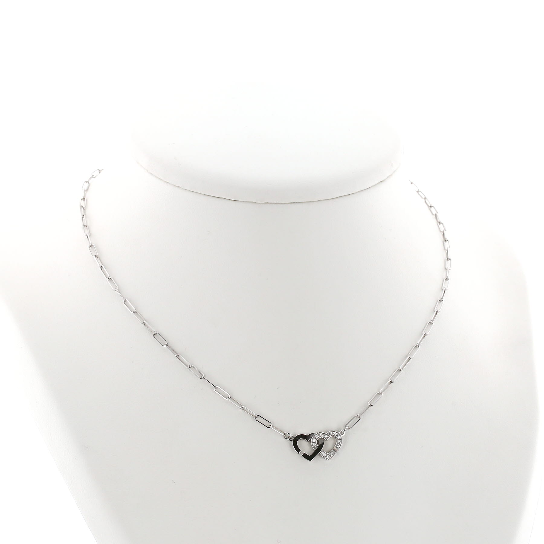 Dinh Van Double coeurs R9 necklace in white gold and diamonds