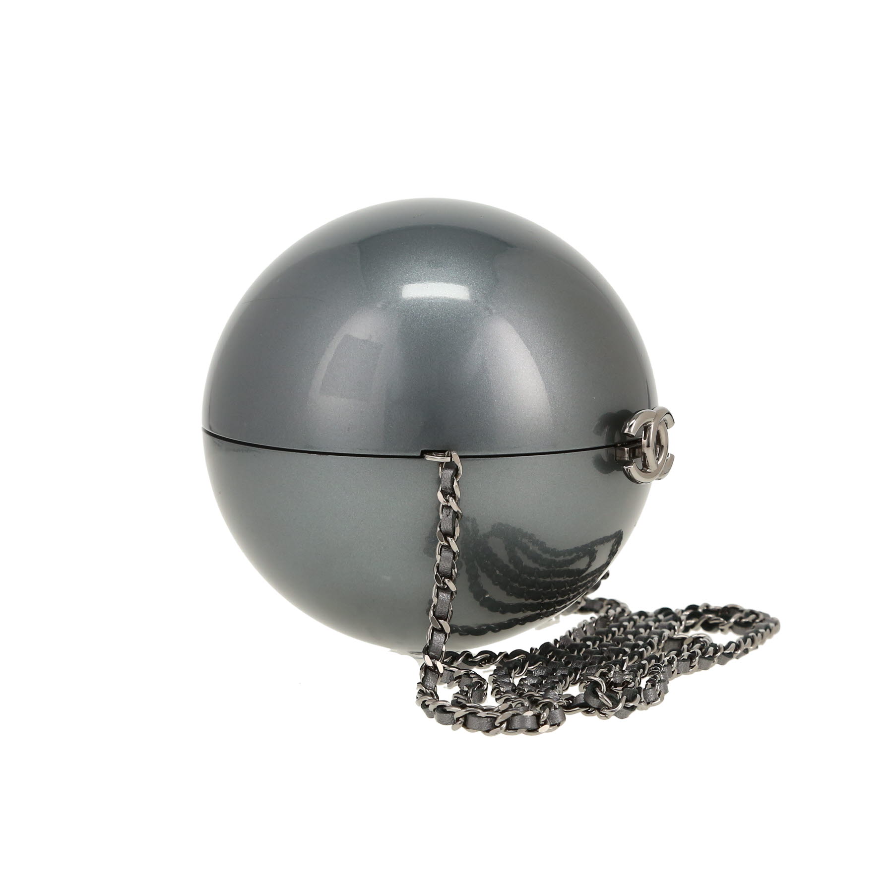 Chanel  Pearl clutch  in silver plexiglas