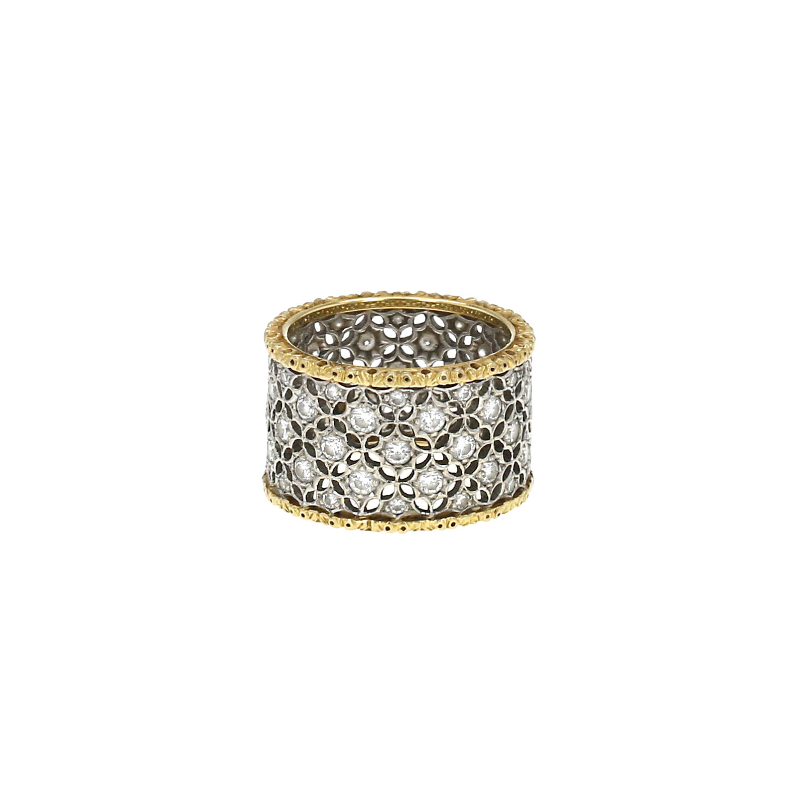 Buccellati Scacchi ring in white gold, yellow gold and diamonds