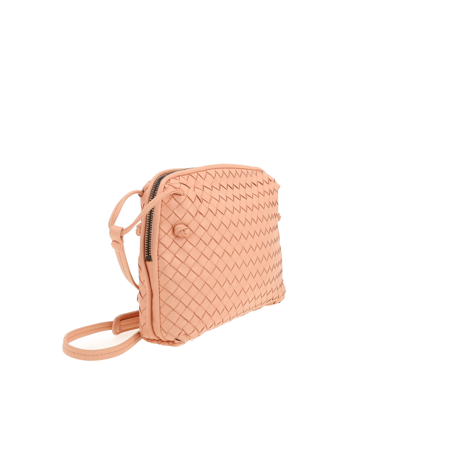 Sac bandoulière Bottega Veneta  Nodini en cuir intrecciato rose