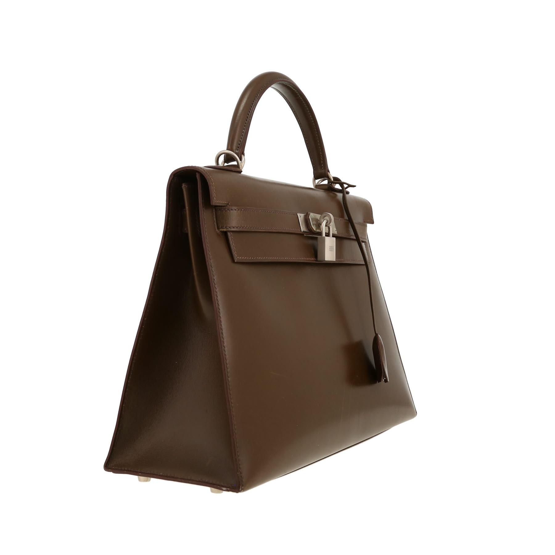 Hermès  Kelly 32 cm handbag  in khaki box leather