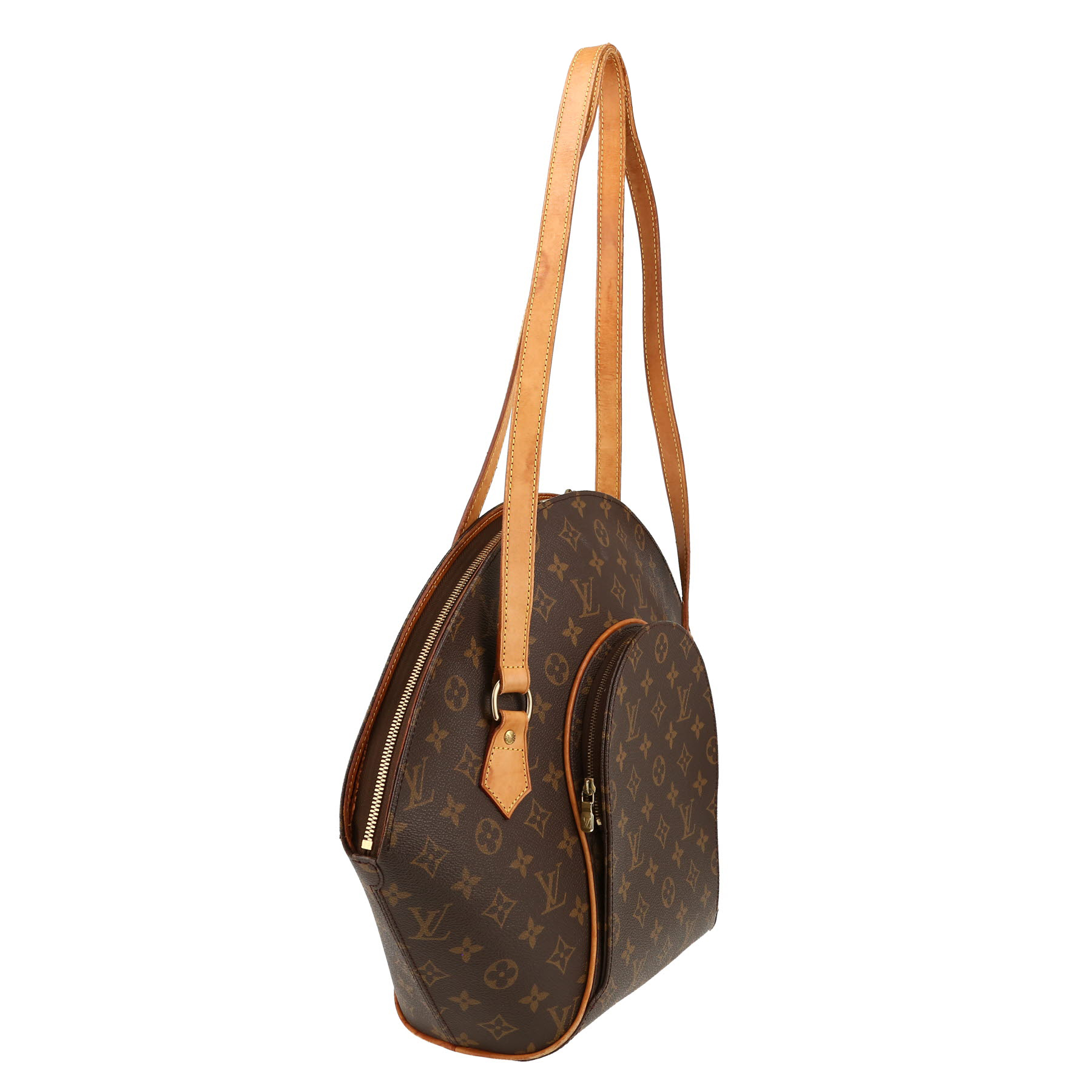 Bolso de mano Louis Vuitton  Ellipse en lona Monogram marrón y cuero natural