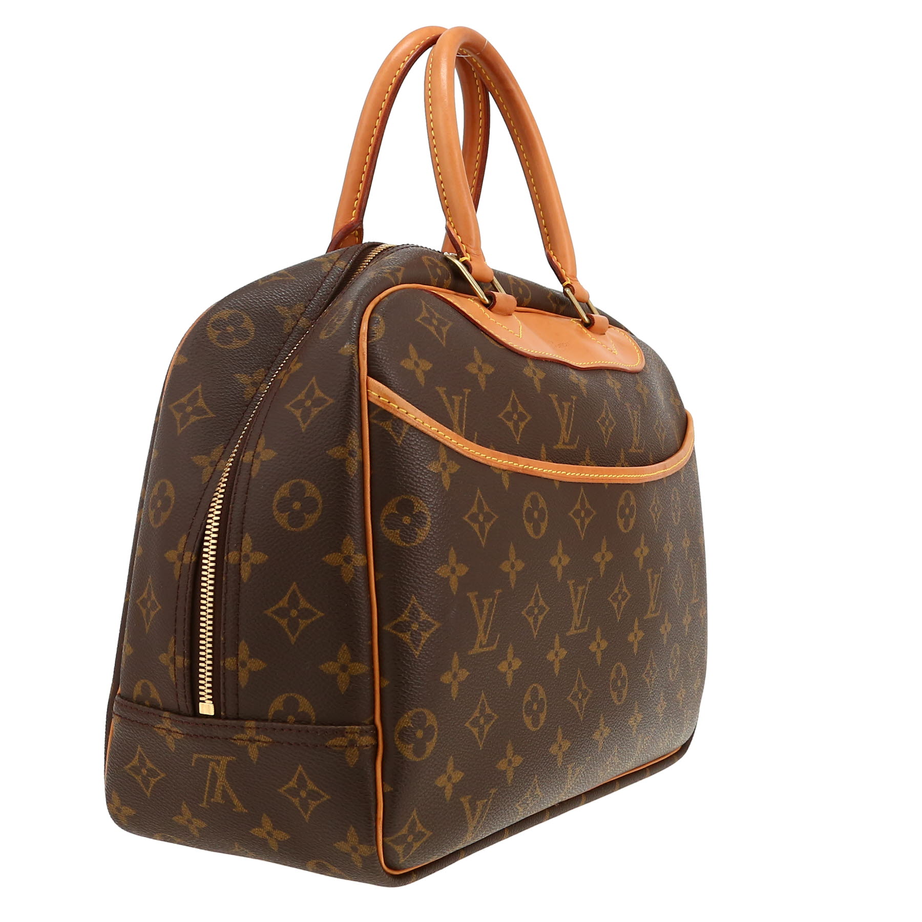Louis Vuitton  Deauville handbag  in brown monogram canvas  and natural leather
