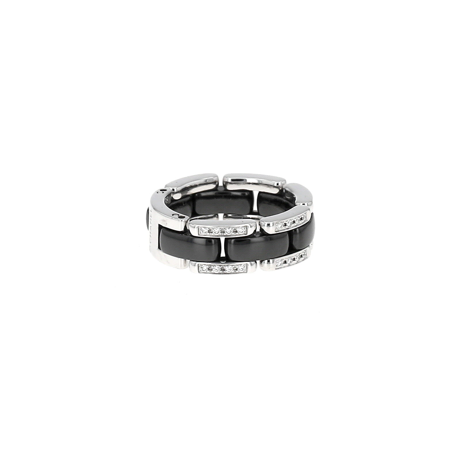 Bague articulée Chanel Ultra moyen modèle en or blanc, céramique et diamants
