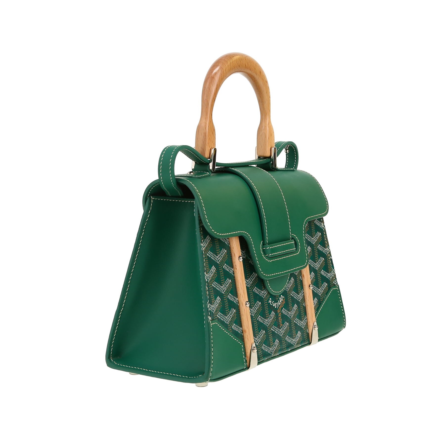 Goyard  Saigon shoulder bag  in green Goyard canvas  and green leather