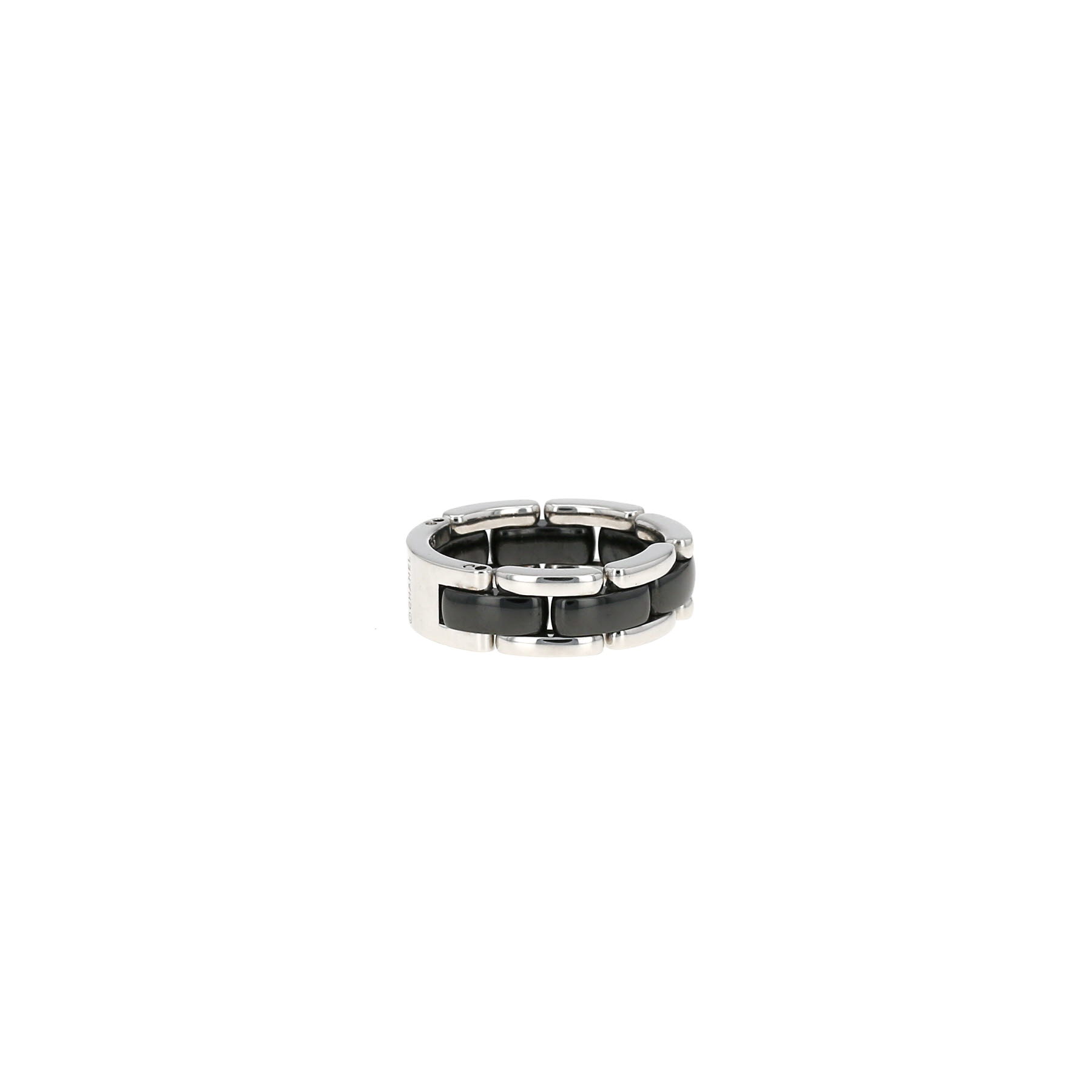 Flexible Chanel Ultra small model ring in white gold and ceramic