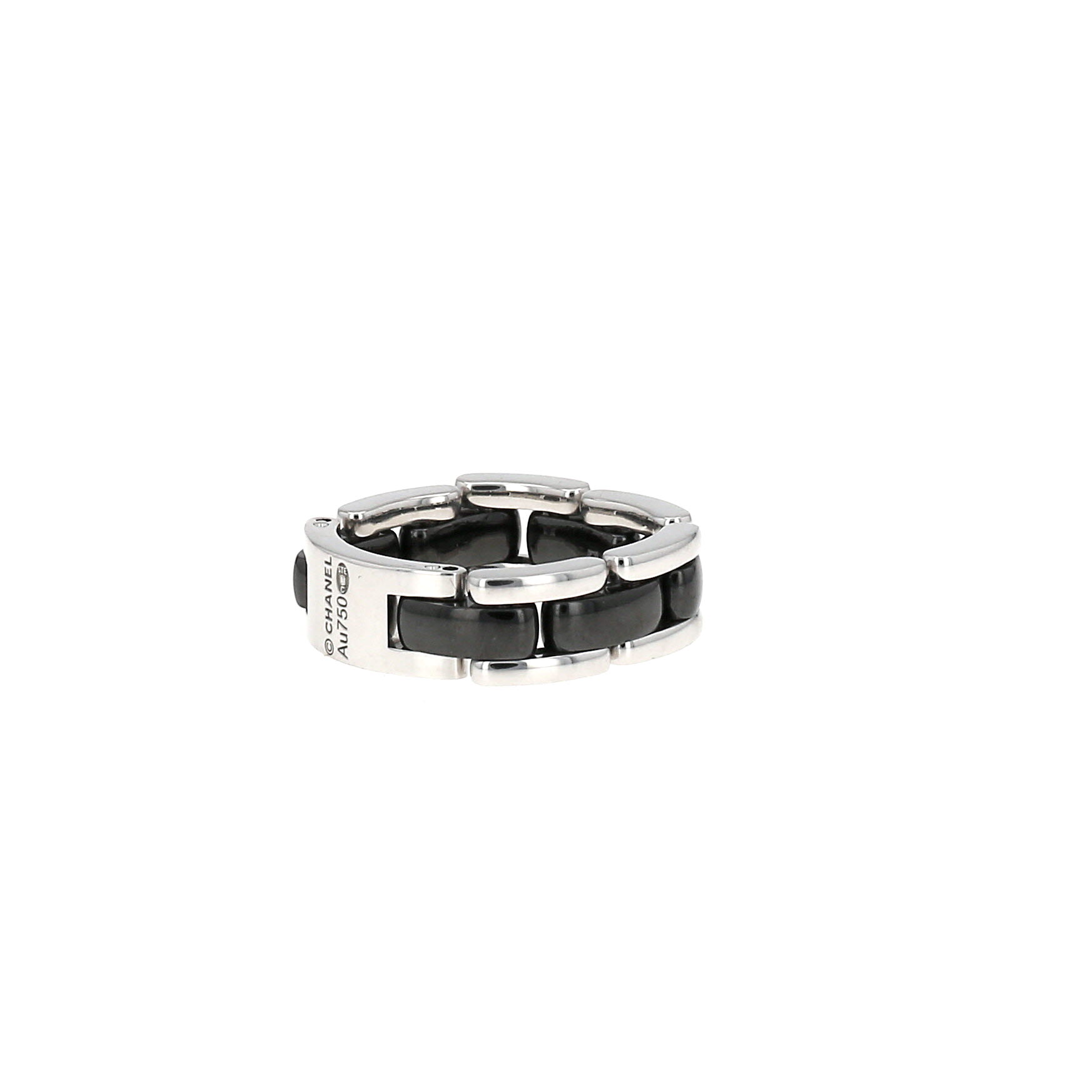 Flexible Chanel Ultra medium model ring in white gold and ceramic