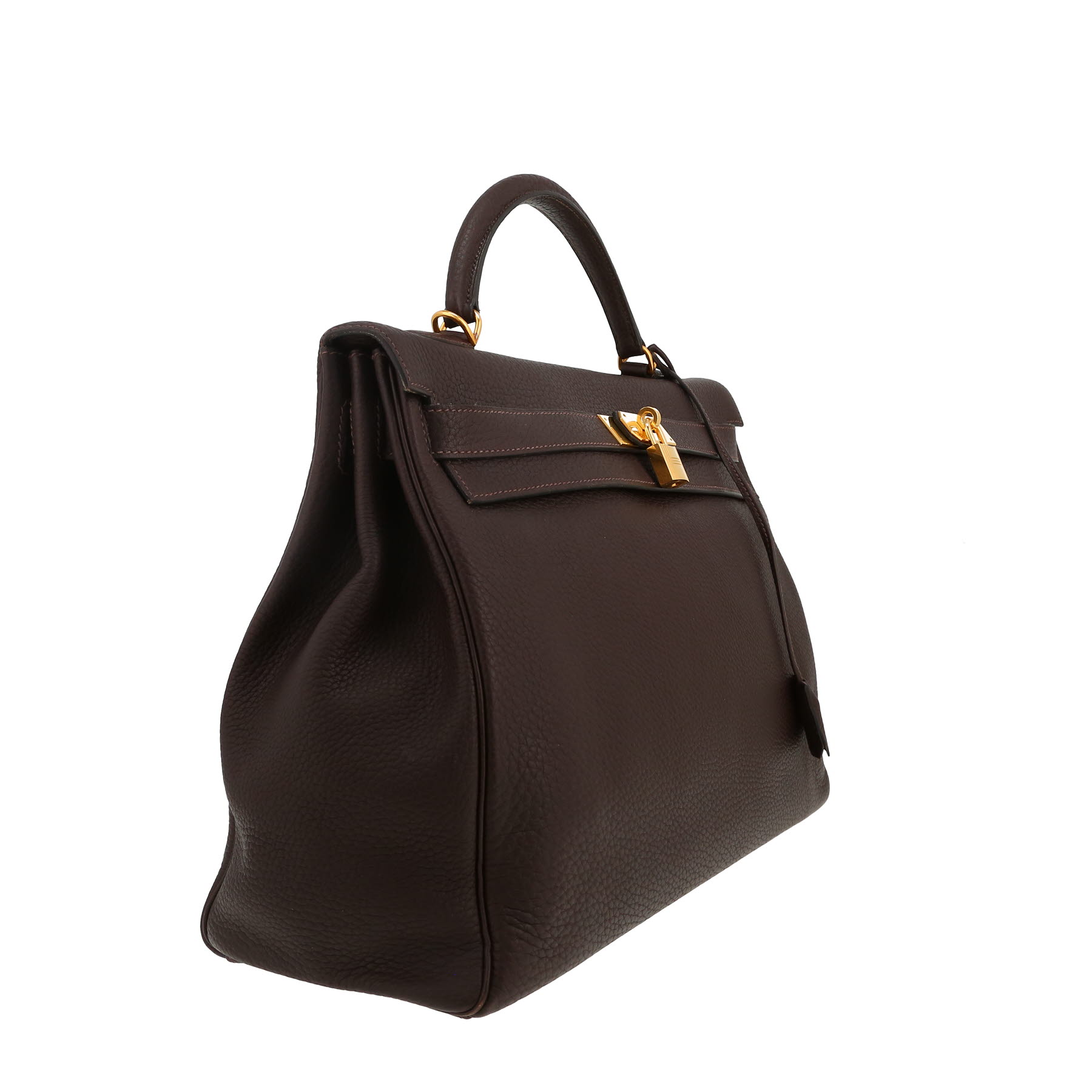Borsa Hermès  Kelly 40 cm in pelle togo marrone