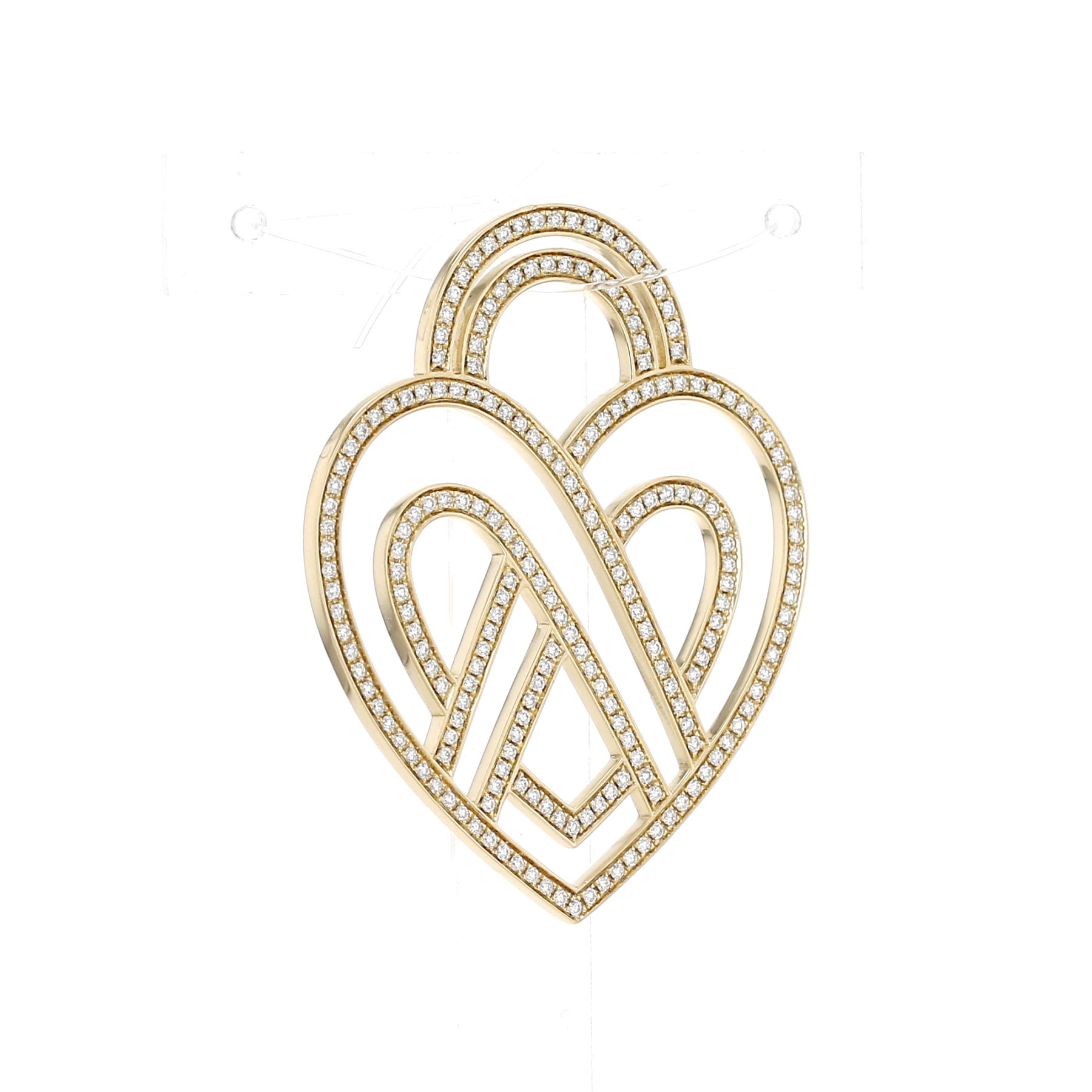 Pendentif Poiray Coeur Fil grand modèle en or jaune et diamants