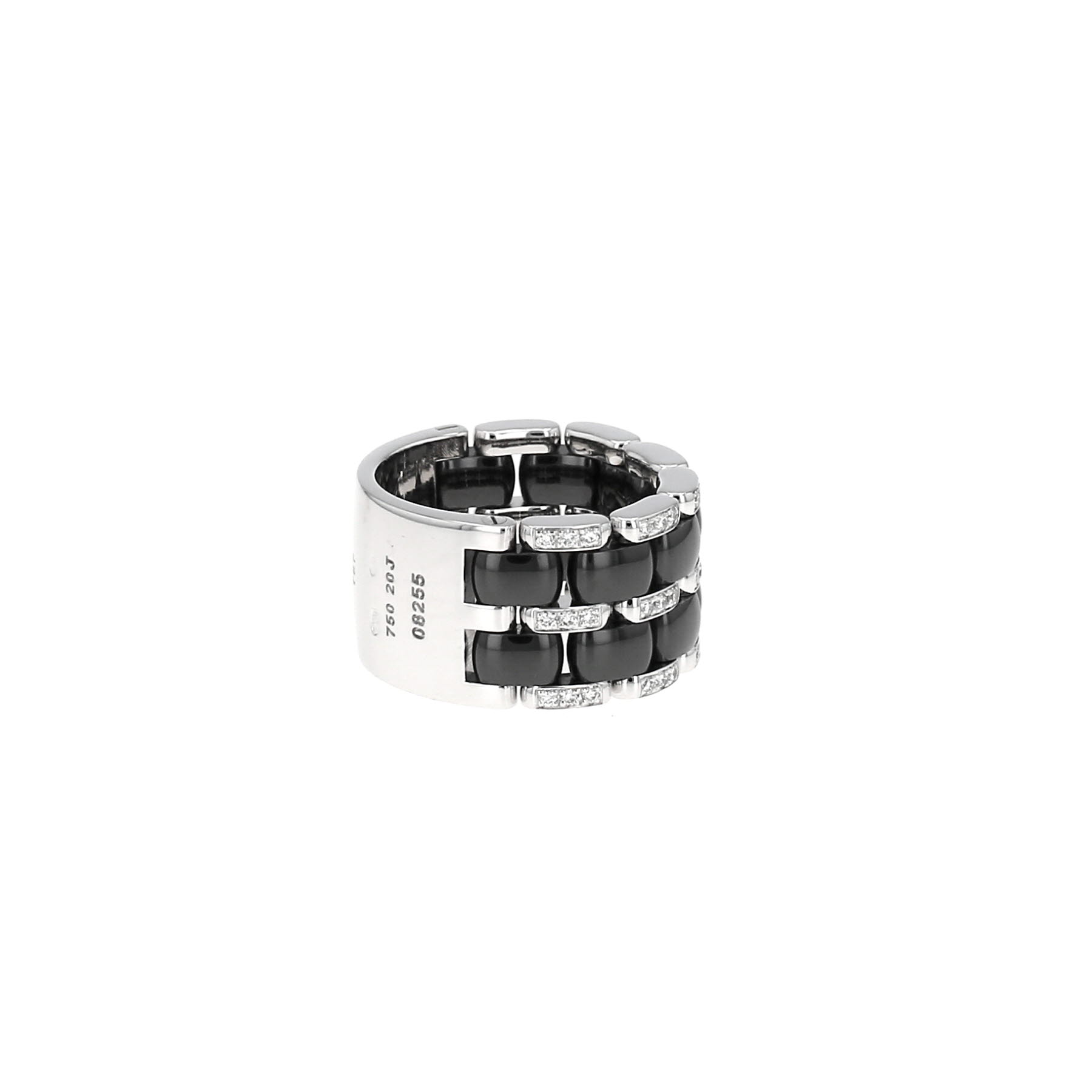 Bague souple Chanel Ultra grand modèle en or blanc, céramique et diamants