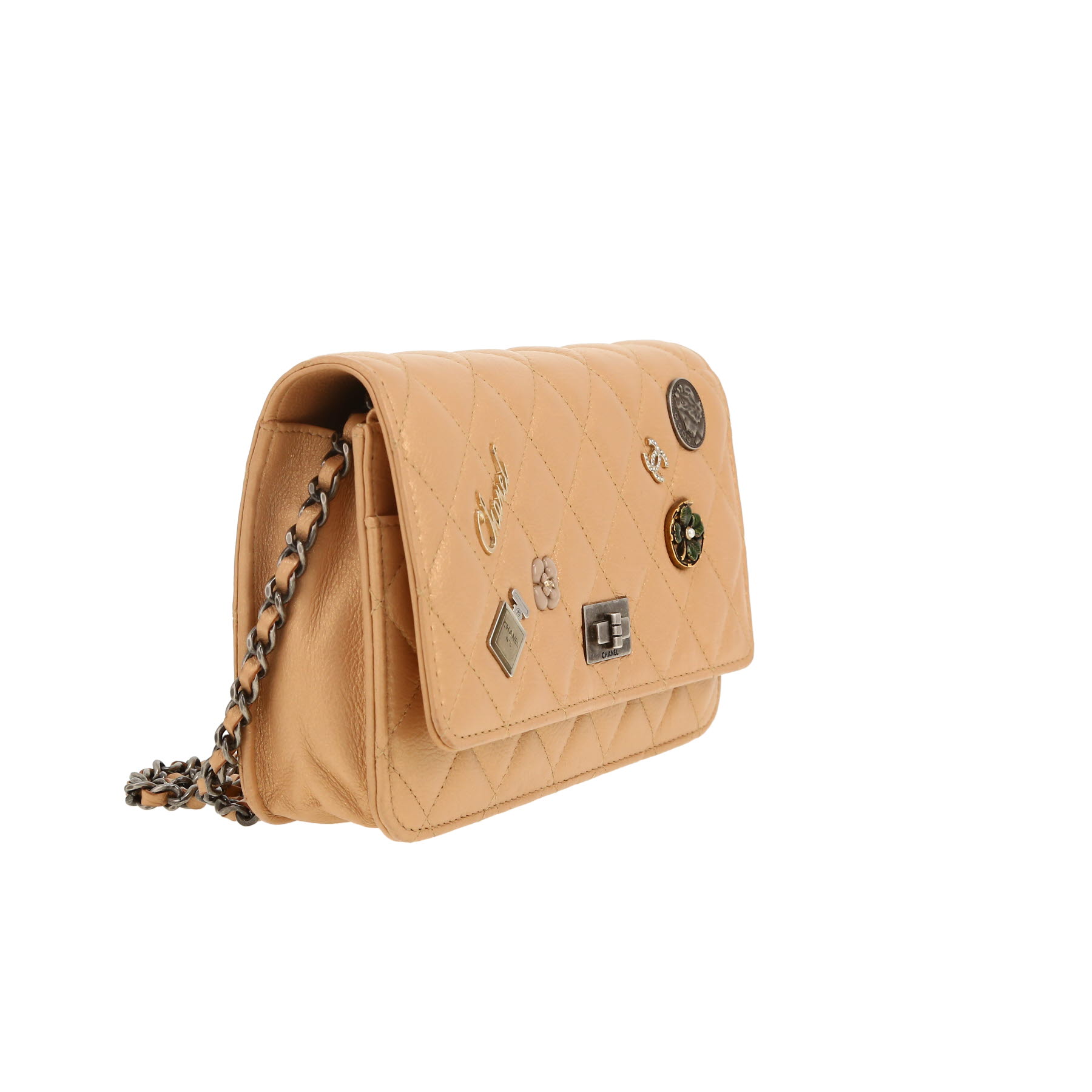 Chanel  2.55 - Wallet on Chain shoulder bag  in beige quilted leather