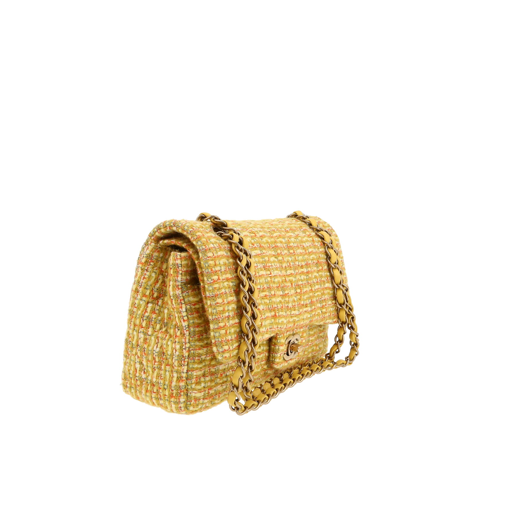 Chanel  Timeless Classic handbag  in yellow and green tweed