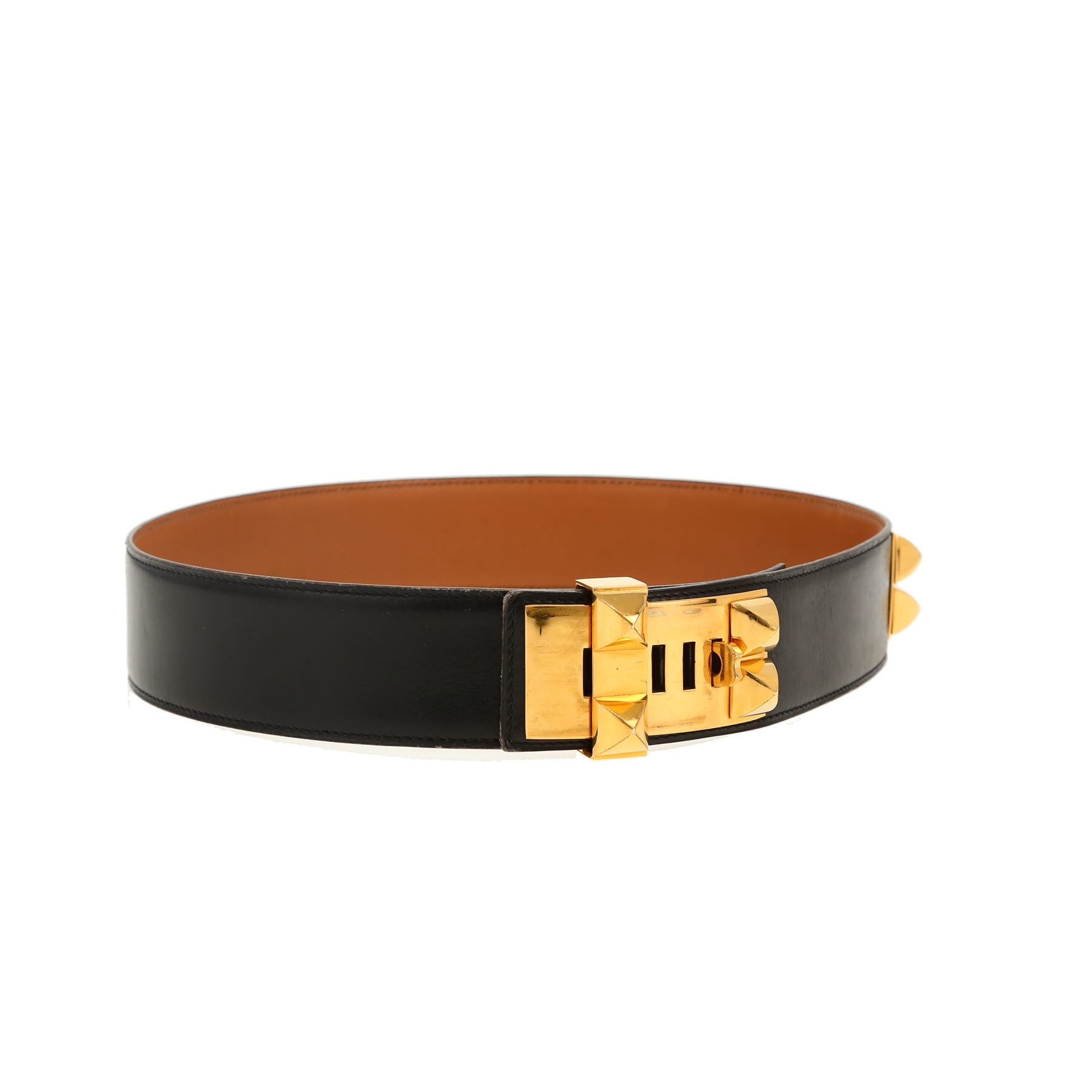 Ceinture Hermès  Médor en cuir box noir