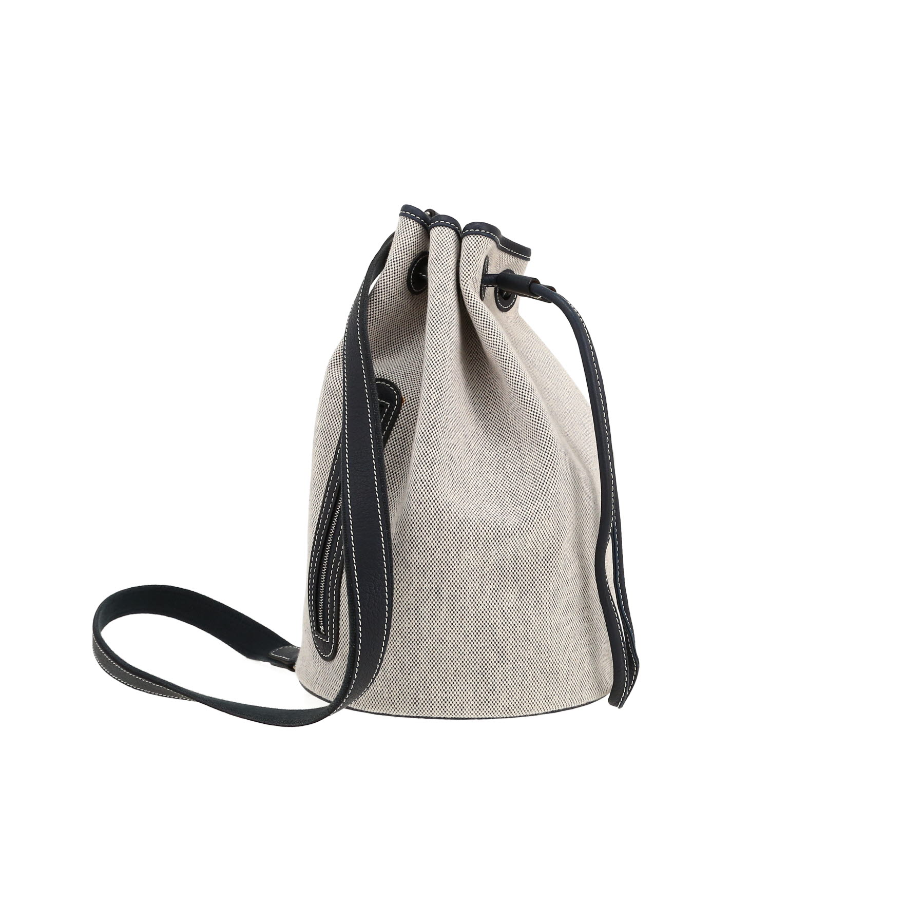 Bolso bandolera Hermès  Matelot en lona beige y cuero azul marino