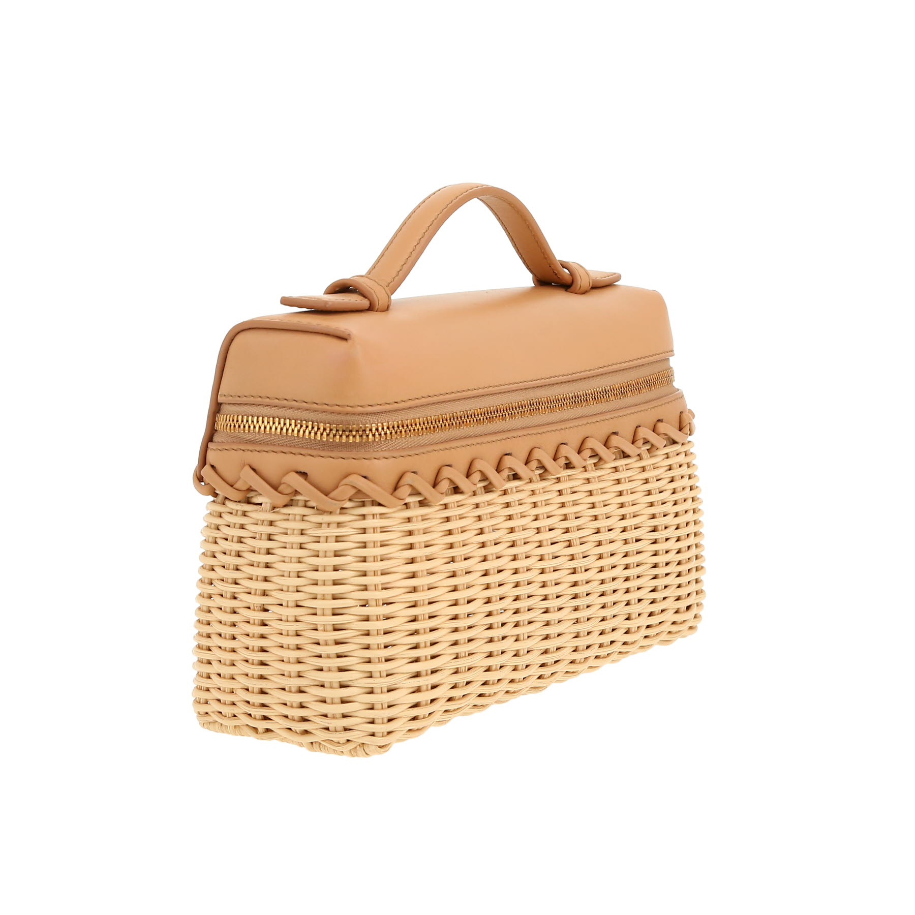 Borsa a tracolla Loro Piana  Extra Pocket L19 in pelle beige e vimini intrecciato