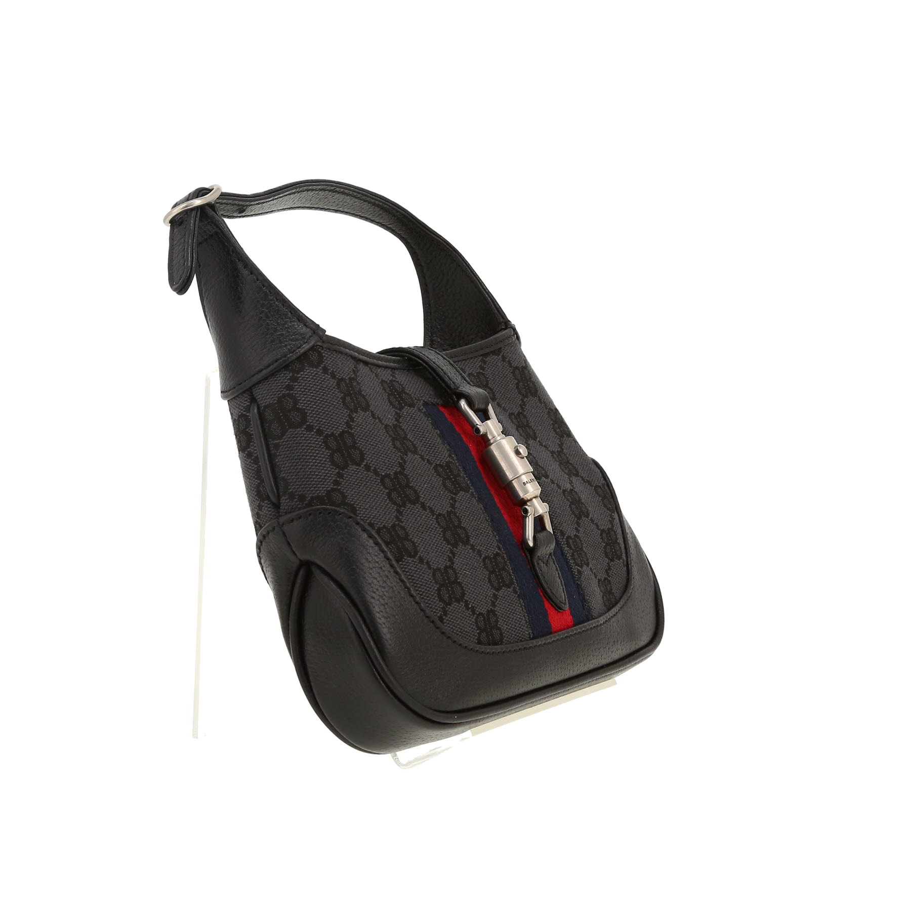 Borsa a tracolla Gucci x Balenciaga Jackie in tela siglata nera e pelle nera