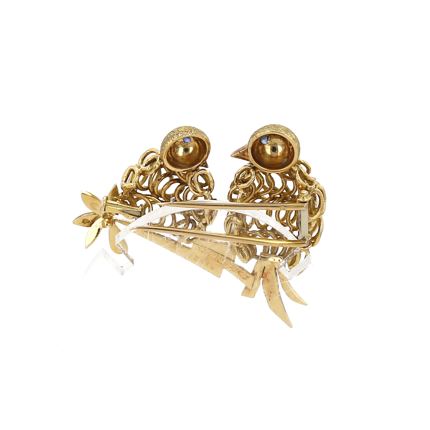 Broche années 1960 Hermès  en or jaune et saphirs