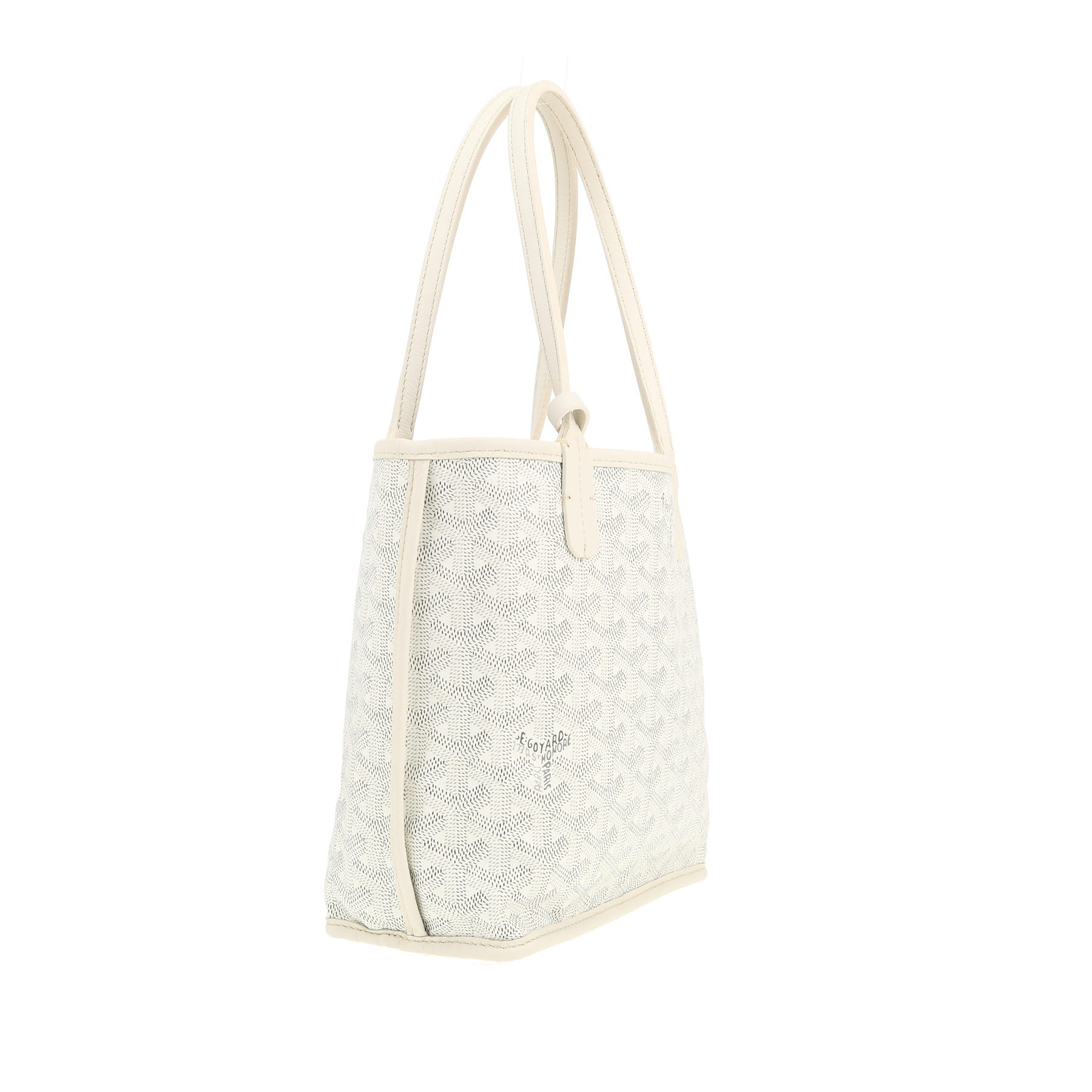 Goyard  Anjou small model  handbag  in white Goyard canvas  and white leather