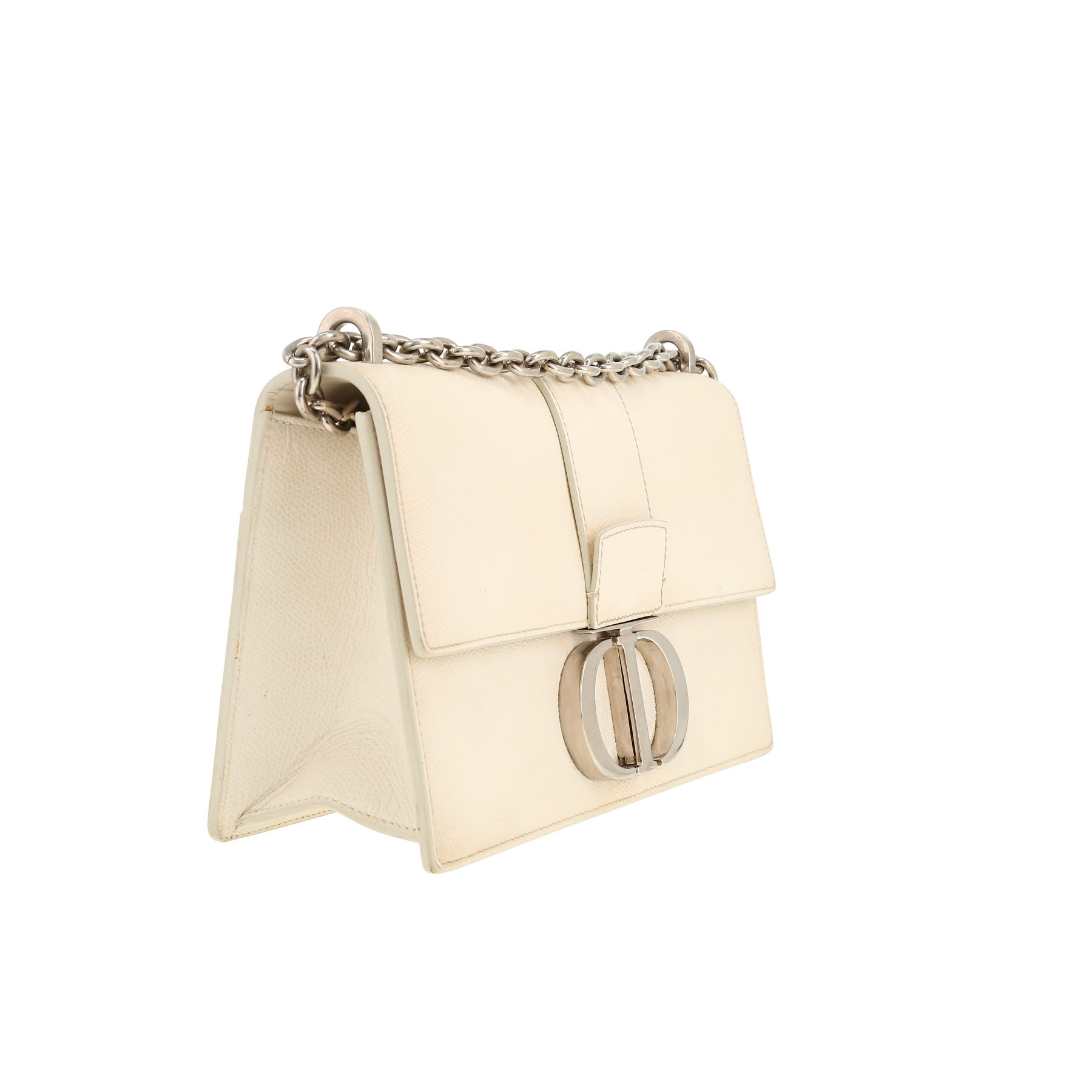 Dior  30 Montaigne handbag  in white grained leather
