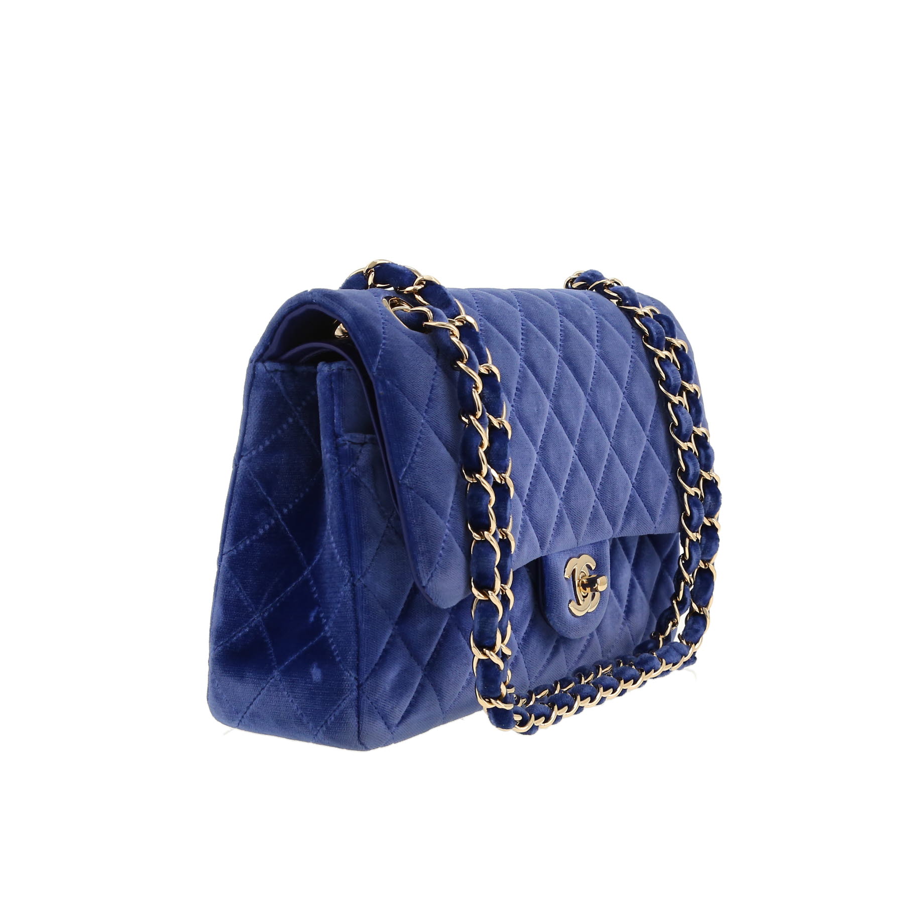 Chanel  Timeless Classic handbag  in navy blue quilted velvet