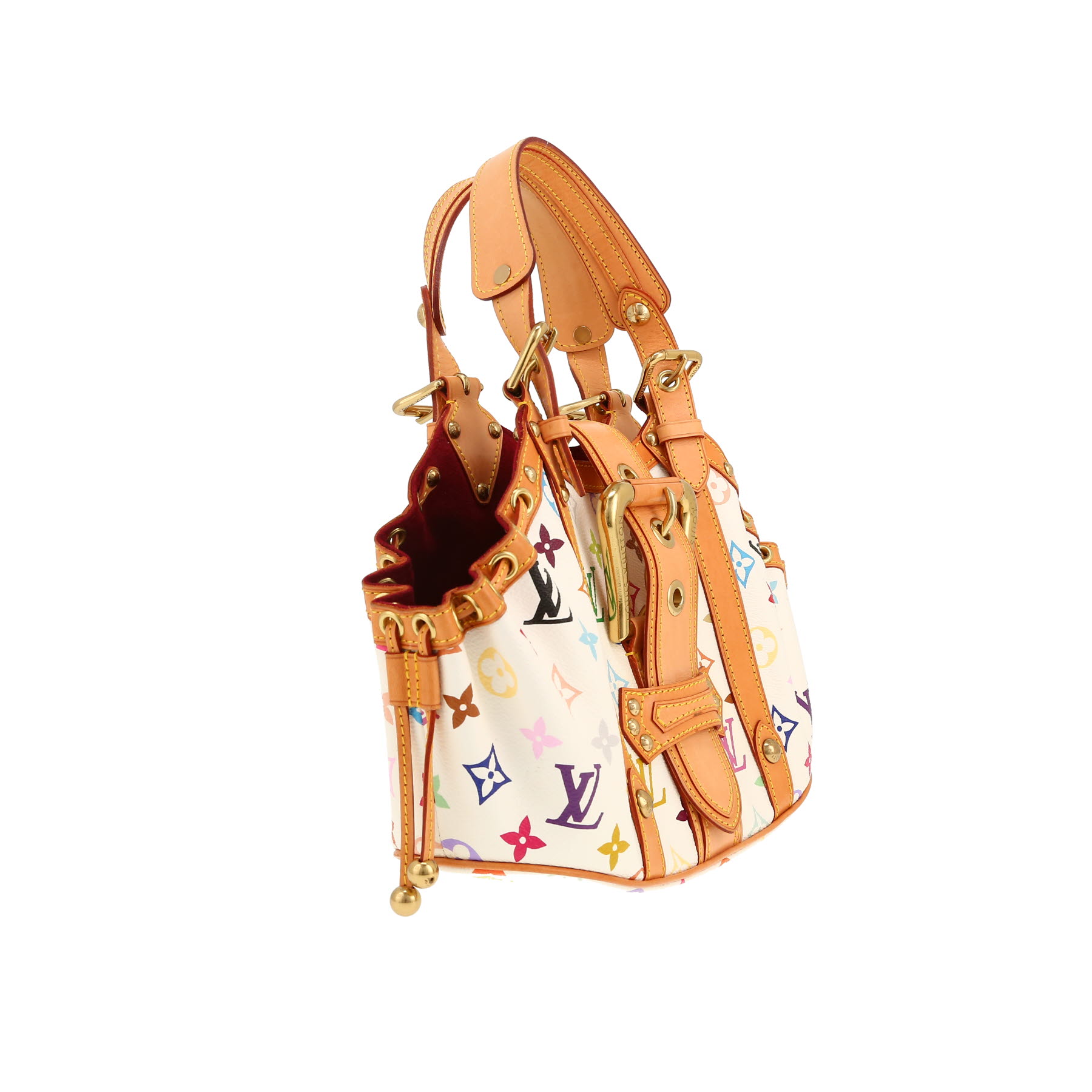 Borsa Louis Vuitton  Theda in tela monogram bianca e multicolore e pelle naturale