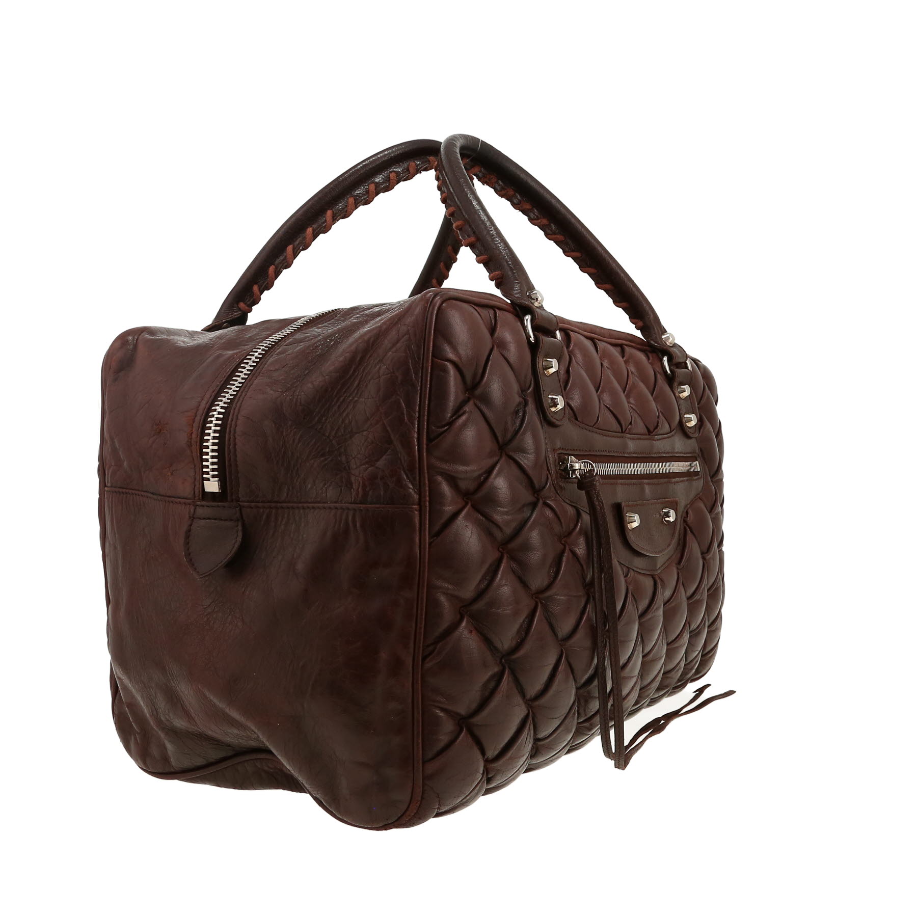 Balenciaga   handbag  in brown quilted leather