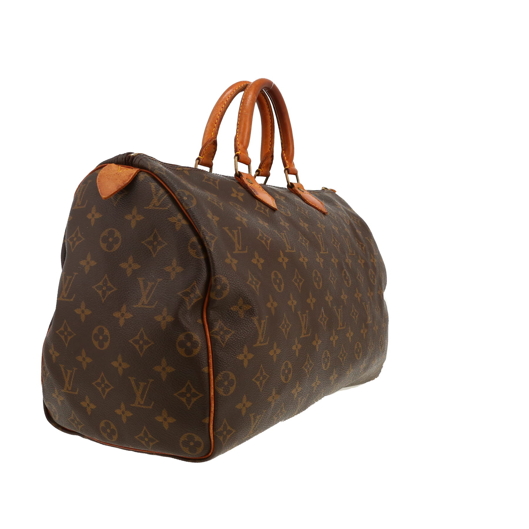 Louis Vuitton  Speedy 40 handbag  in brown monogram canvas  and natural leather