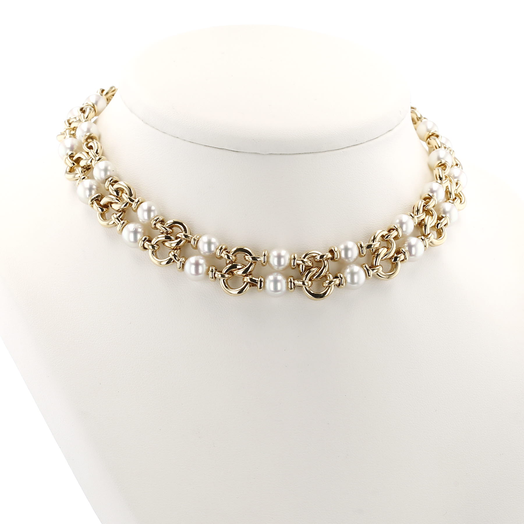 Collar época años 80 Bulgari  de oro amarillo y perlas cultivadas de Akoya