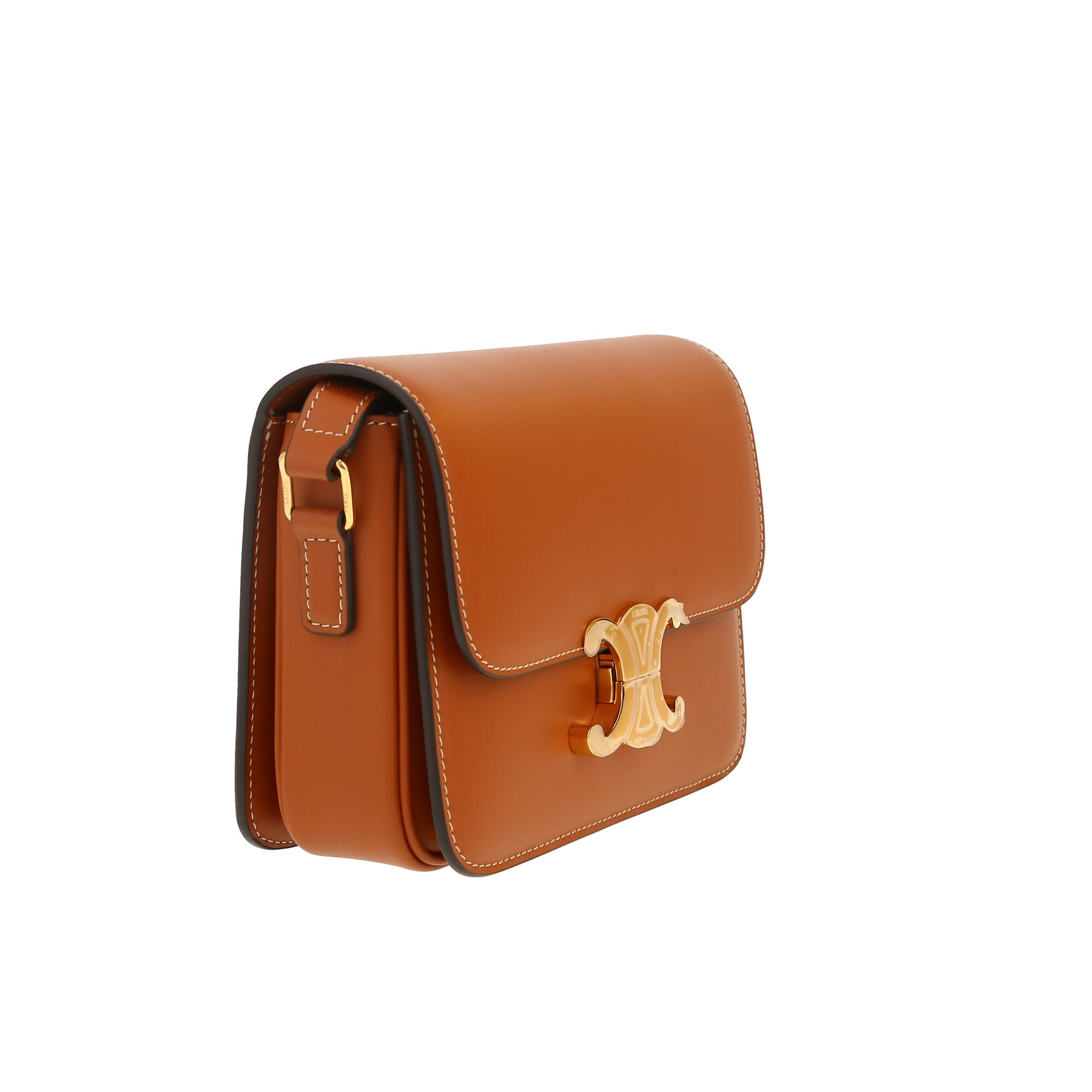 Borsa a tracolla Celine  Triomphe Teen in pelle marrone