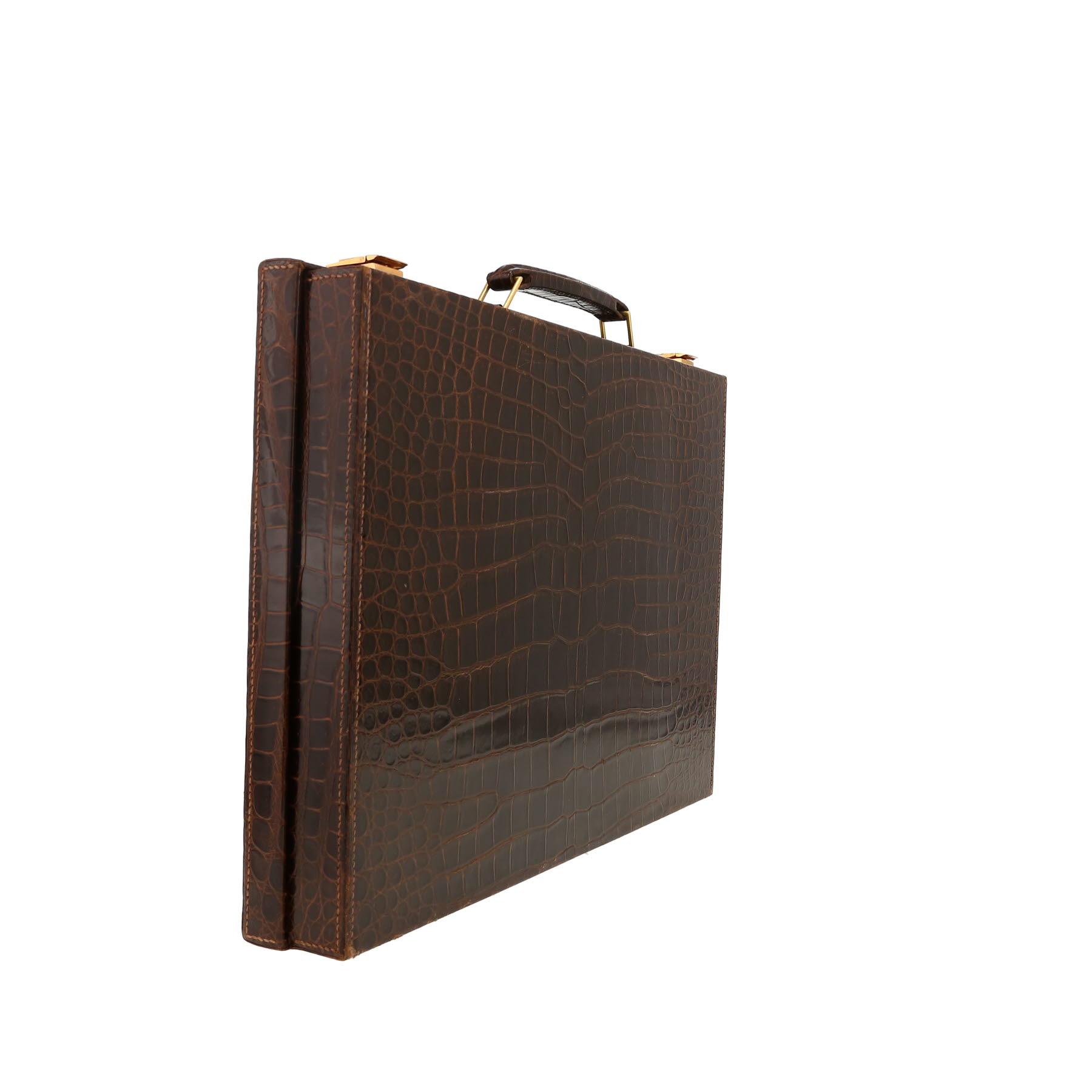 Hermès  Jet toilet set  in brown crocodile