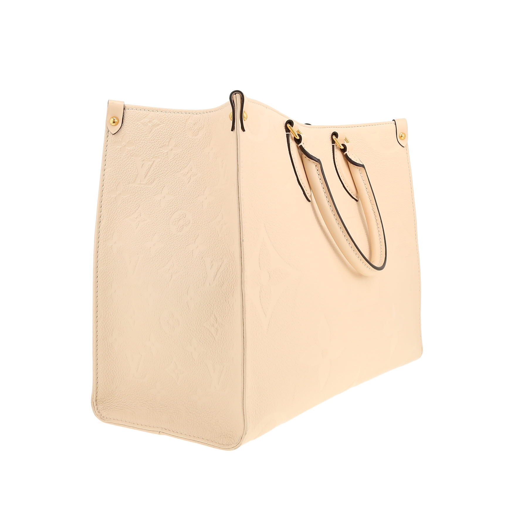 Shopping bag Louis Vuitton  Onthego in pelle monogram con stampa color crema