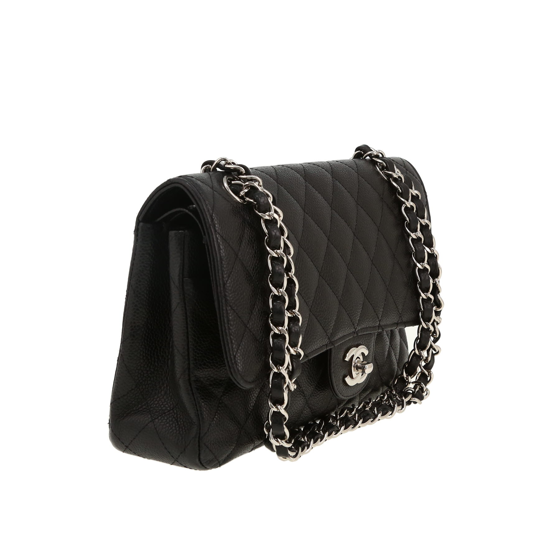Chanel  Timeless Classic handbag  in black quilted grained leather