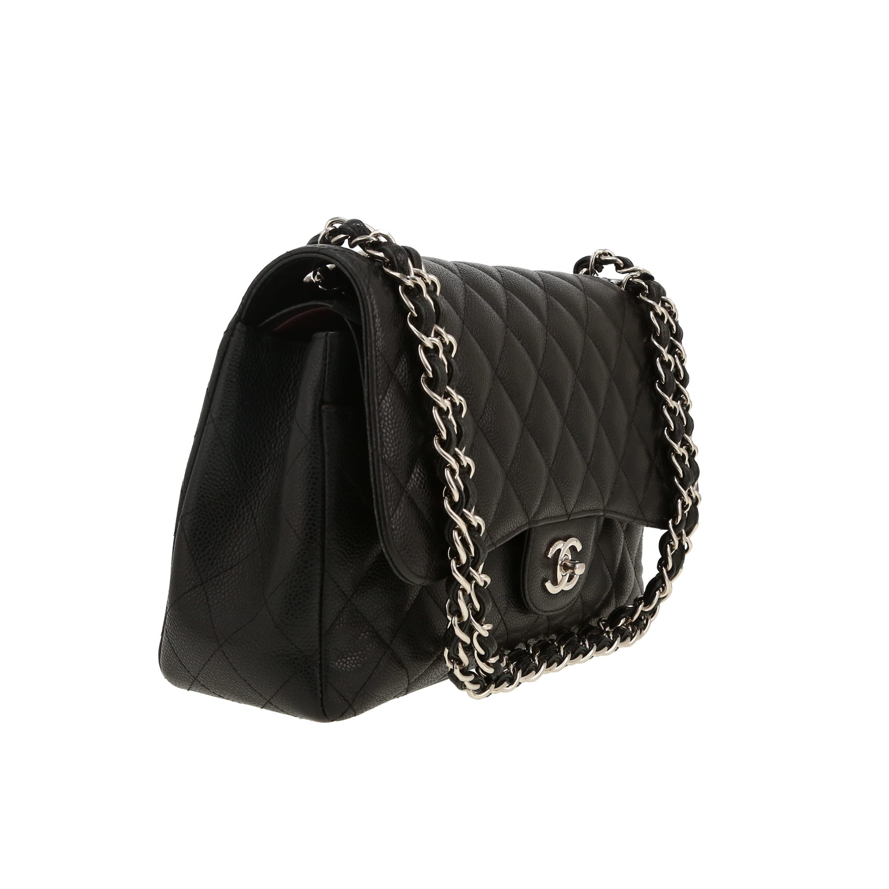 Borsa a tracolla Chanel  Timeless Jumbo in pelle martellata e trapuntata nera