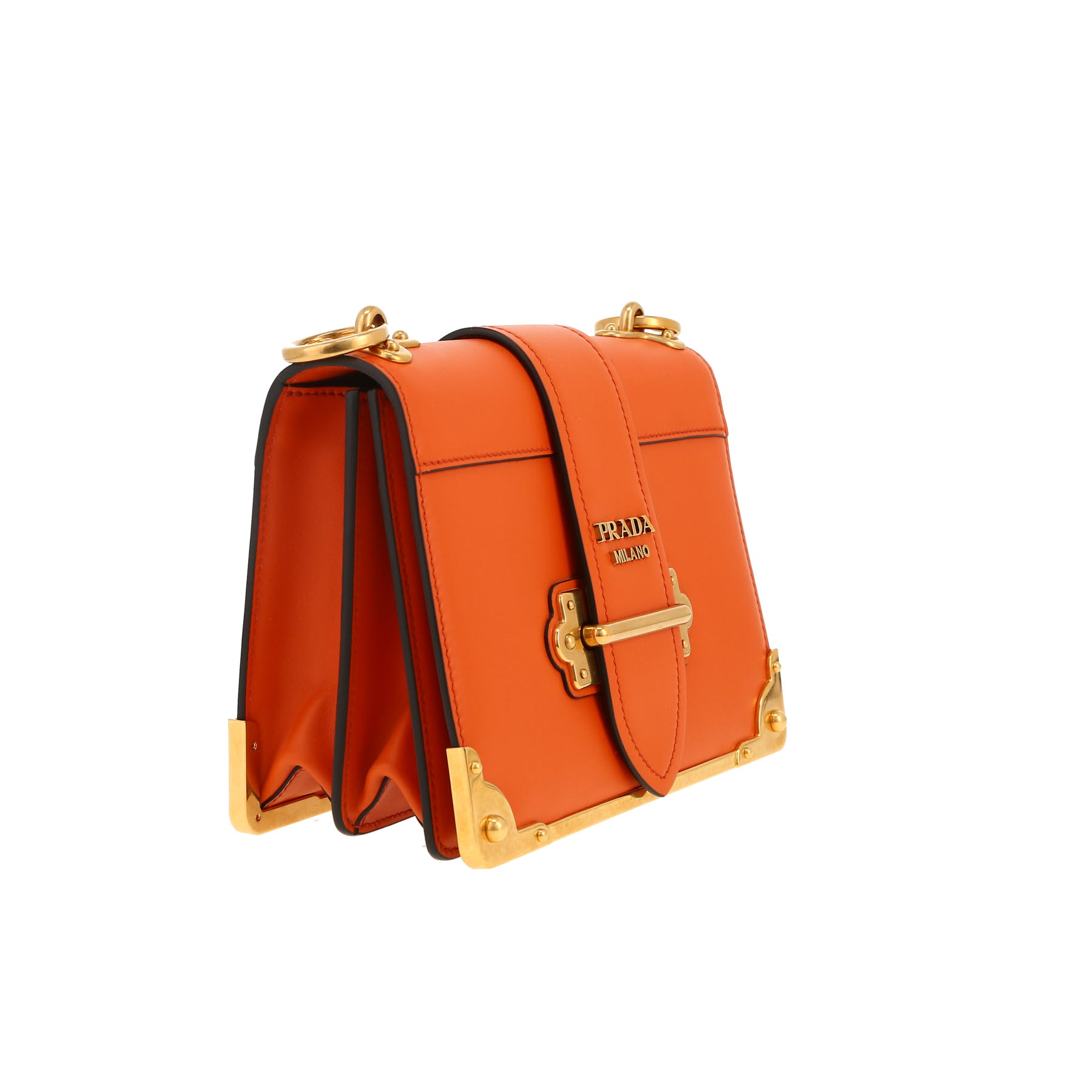 Prada  Cahier shoulder bag  in orange leather