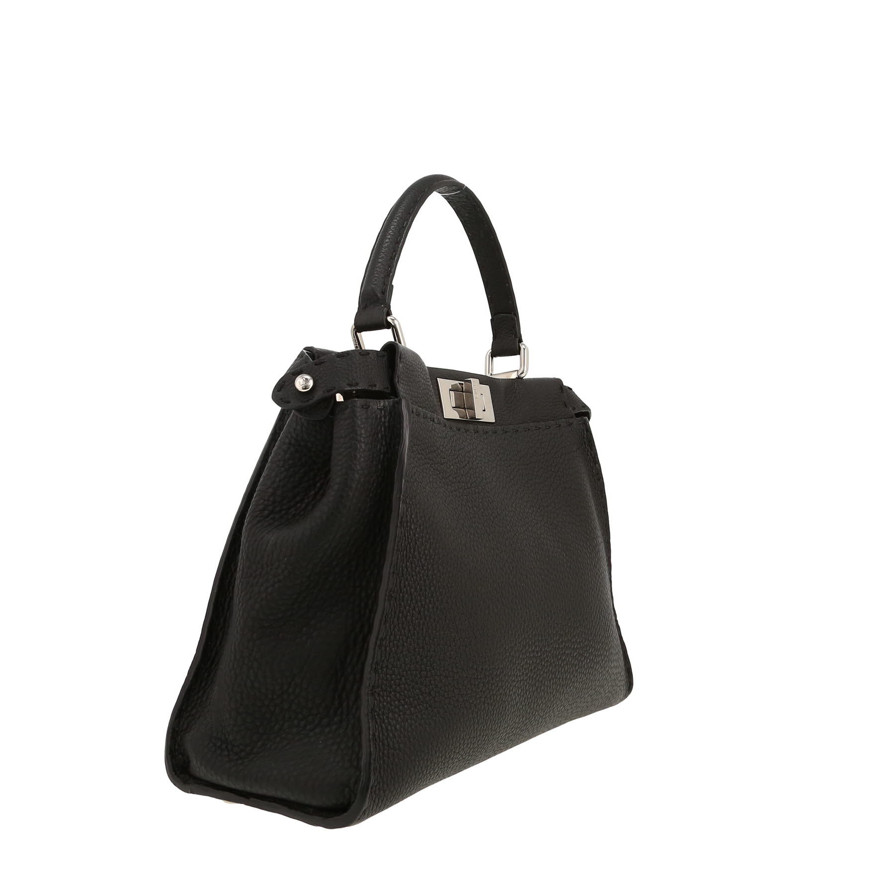 Fendi  Peekaboo Selleria medium model  handbag  in black grained leather