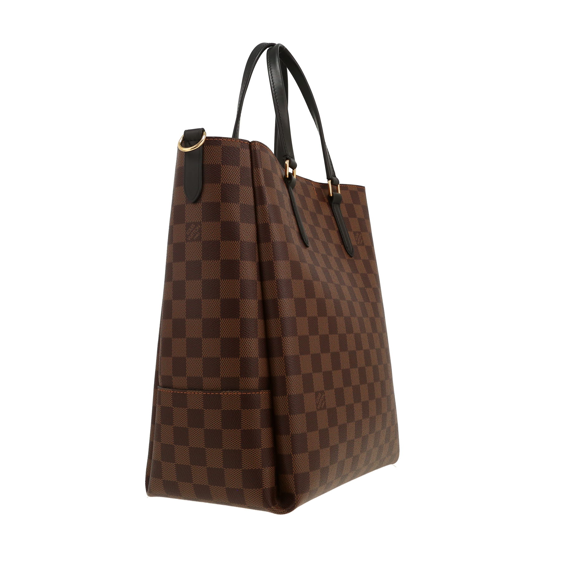 Sac cabas Louis Vuitton  Belmont en toile damier ébène et cuir marron
