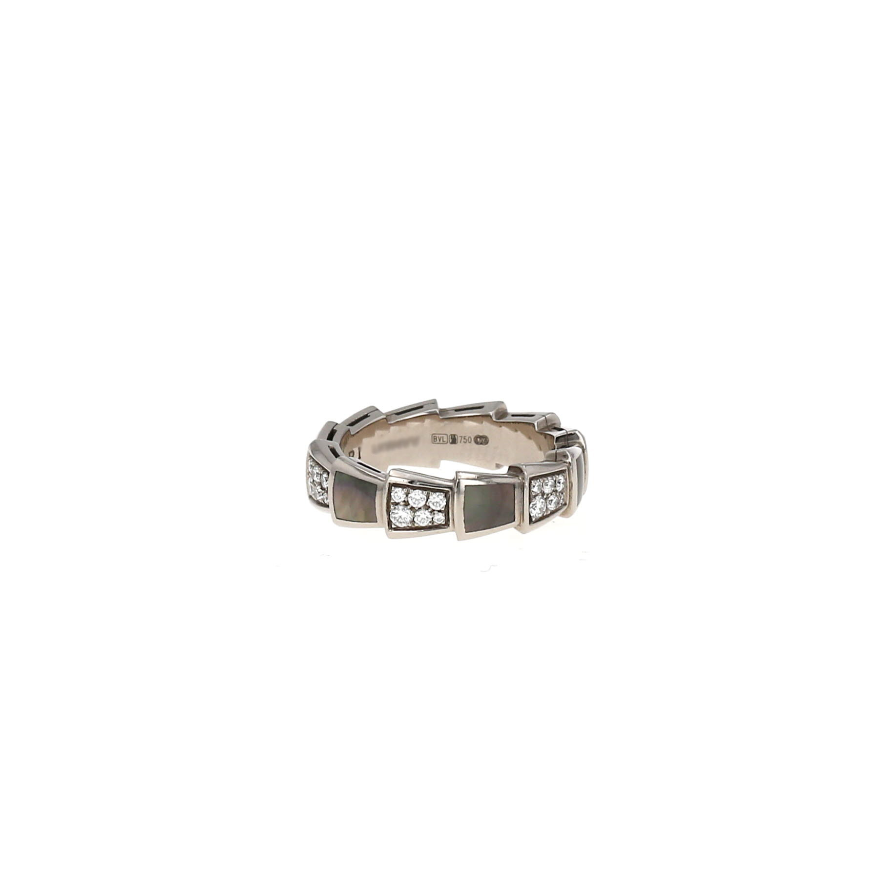Sortija Bulgari Serpenti Viper de oro blanco, nácar y diamantes