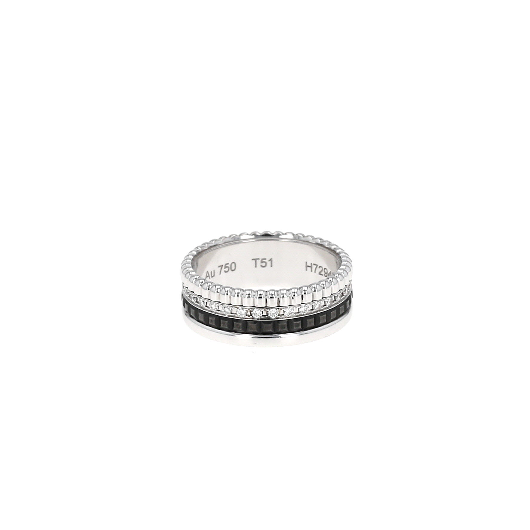 Sortija Boucheron Quatre Black Edition modelo pequeño de oro blanco, diamantes y cerámica negro