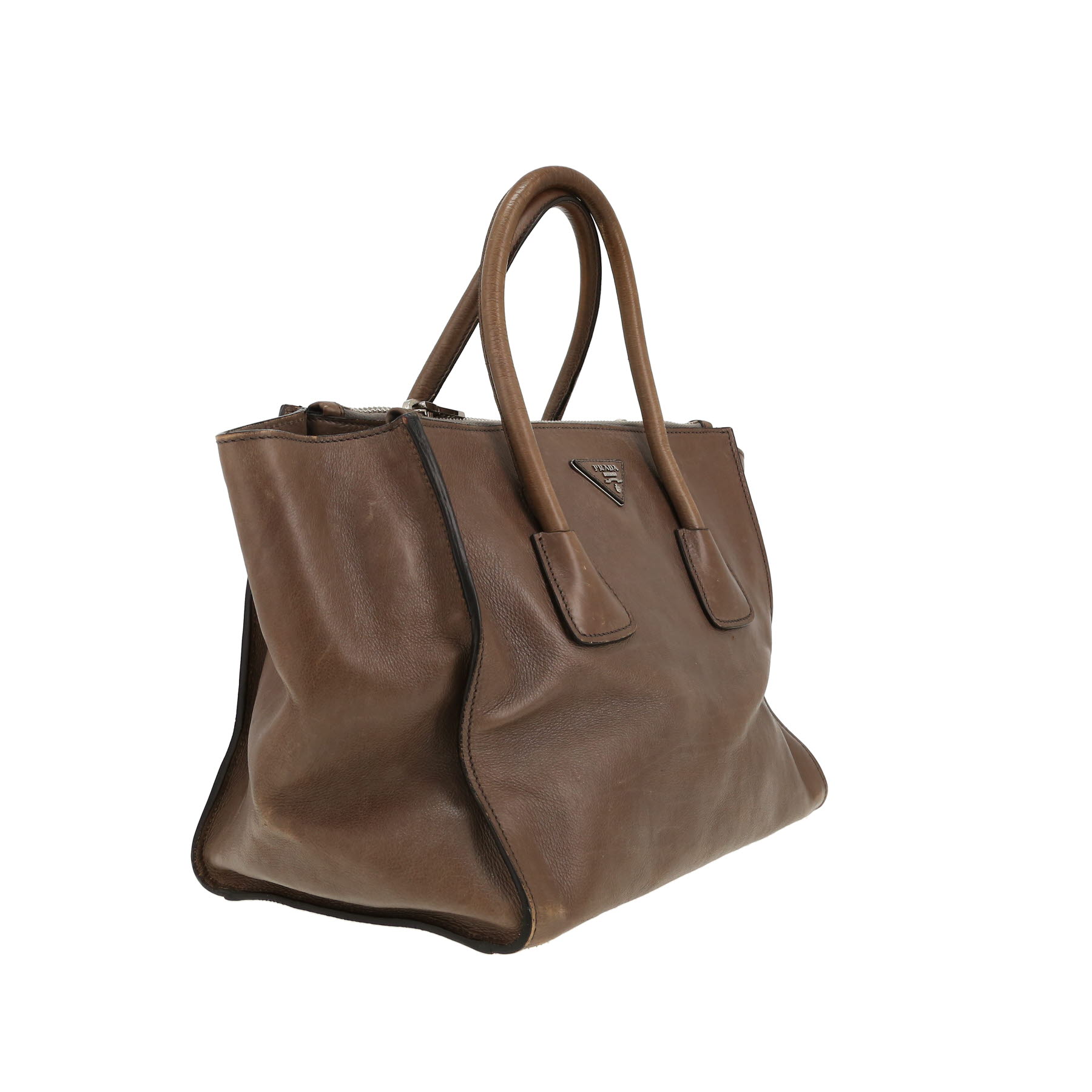 Prada  Twin Zip shoulder bag  in taupe leather