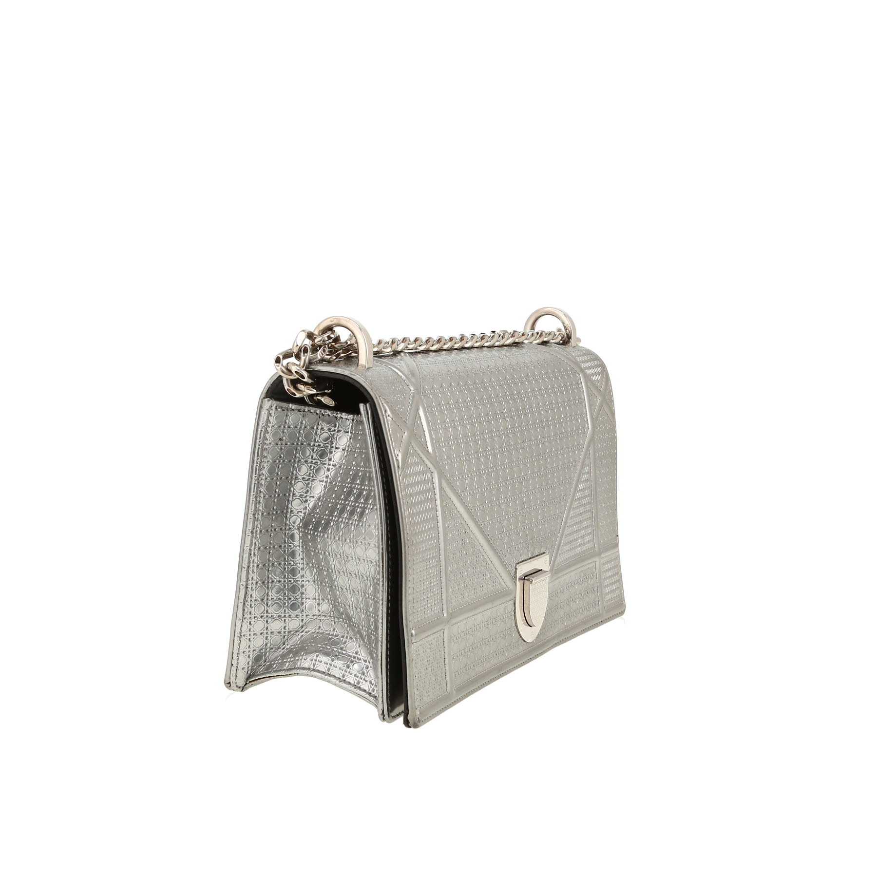 Borsa a tracolla Dior  Diorama in pelle argentata