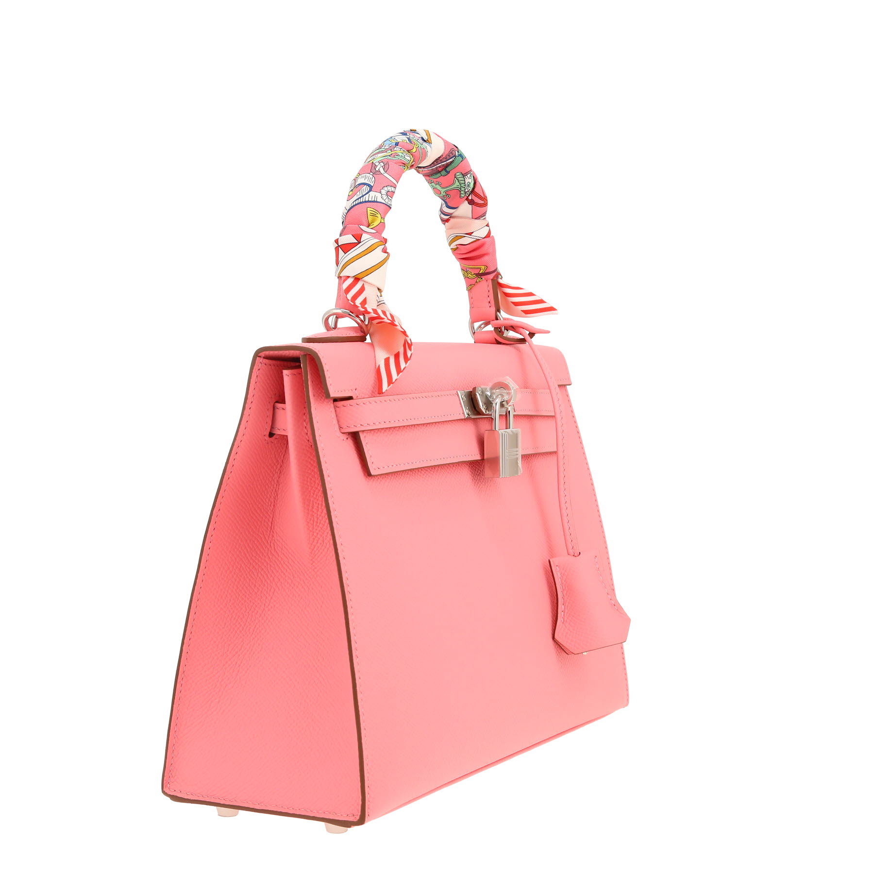 Bolso de mano Hermès  Kelly 25 cm en cuero epsom Rose Confetti