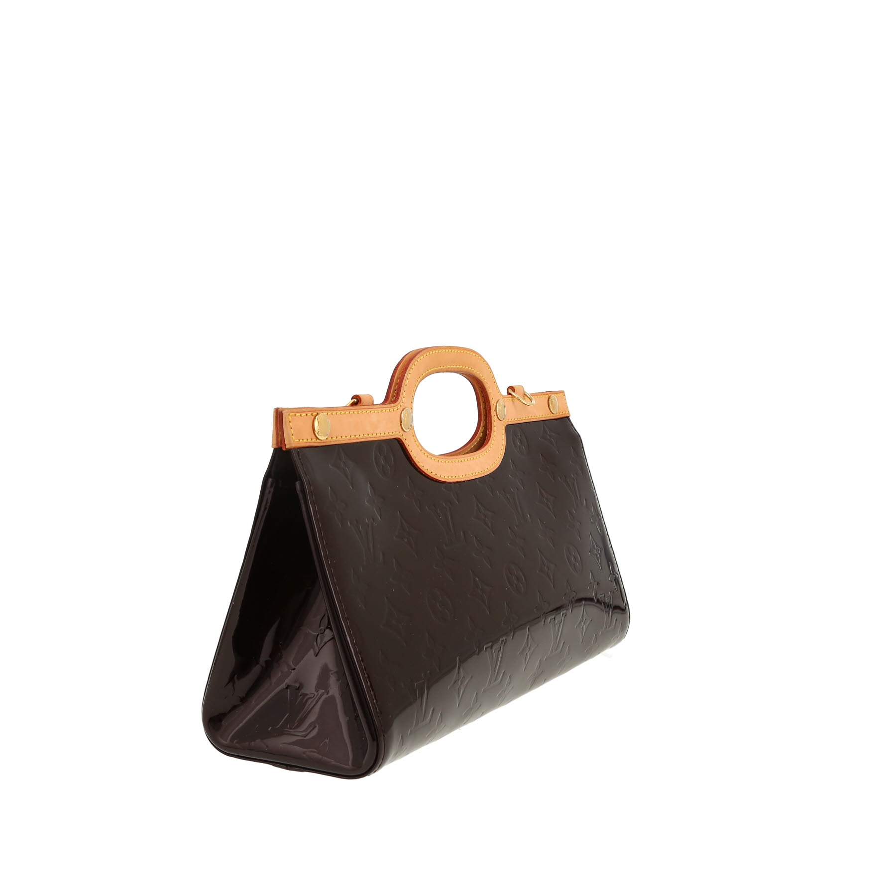 Borsa Louis Vuitton  Roxbury in pelle verniciata monogram plum e pelle naturale