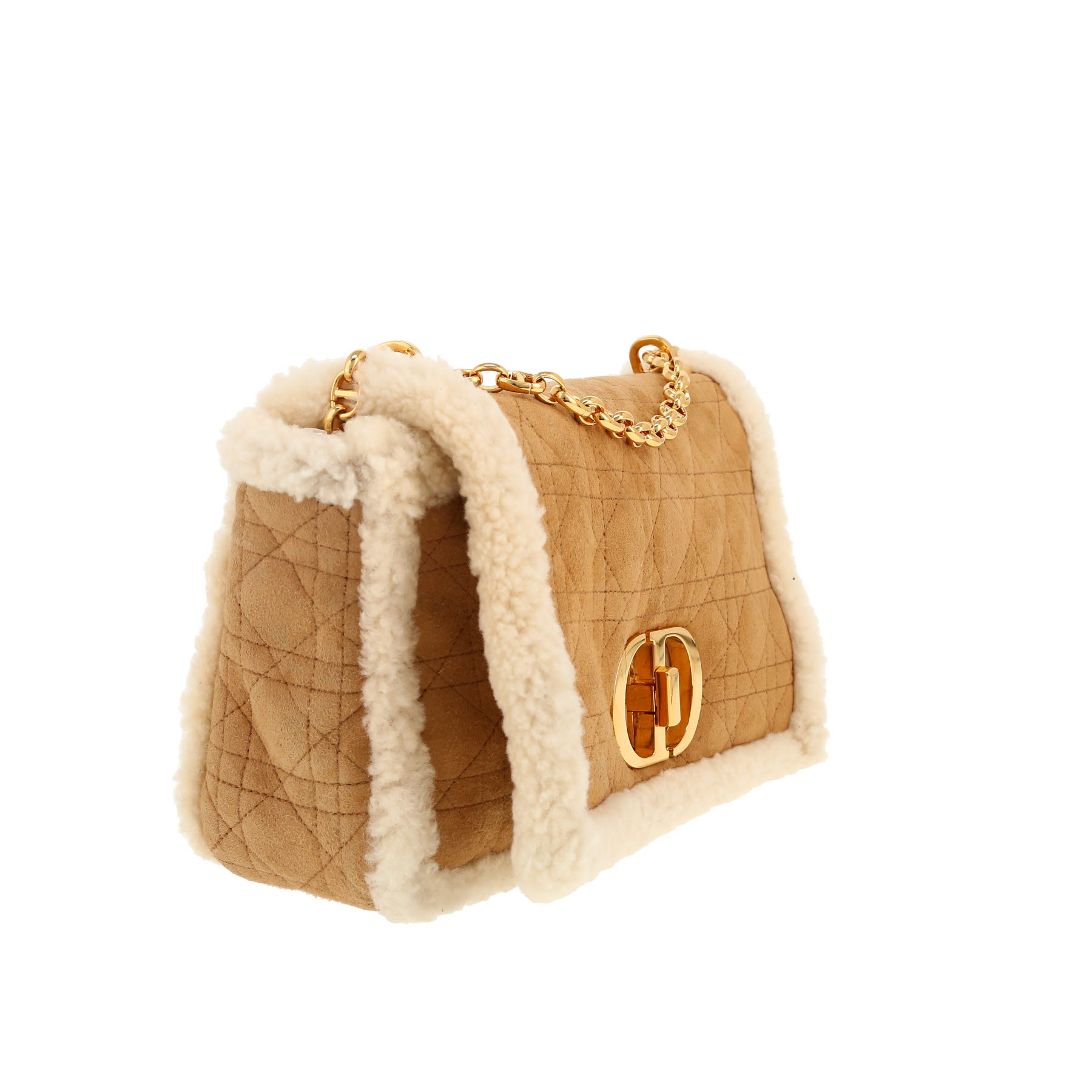 Sac à main Dior  Caro en mouton retourné marron