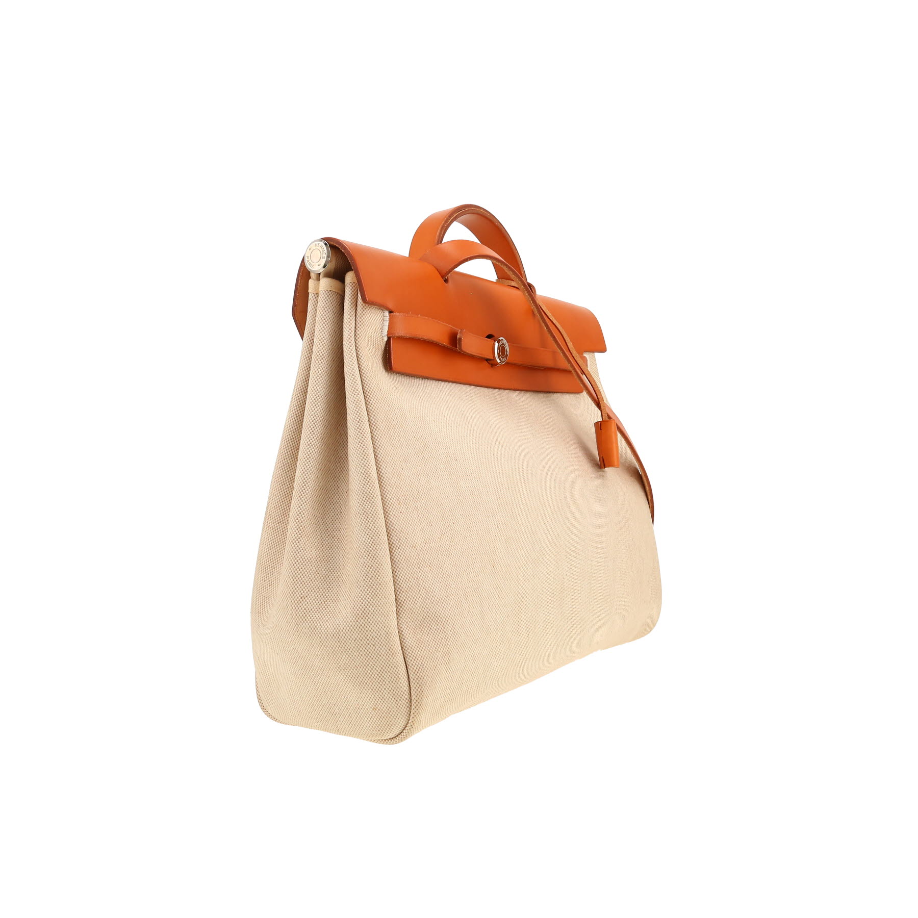 Hermès  Herbag handbag  in beige canvas  and Hunter cowhide
