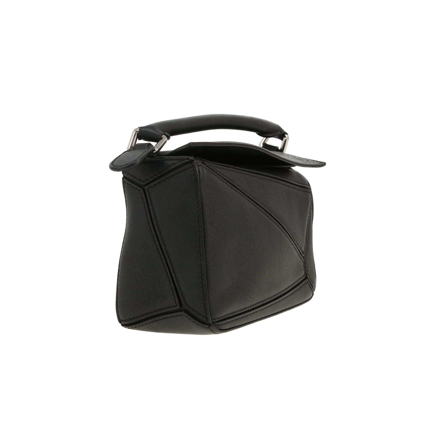 Borsa a tracolla Loewe  Puzzle  mini  in pelle martellata nera