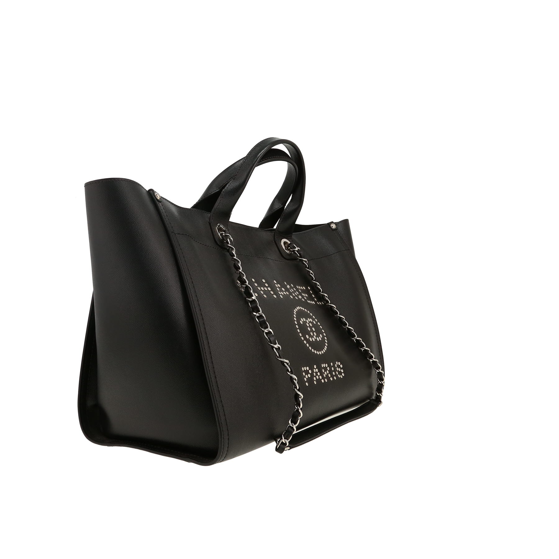 Shopping bag Chanel  Deauville in pelle martellata nera